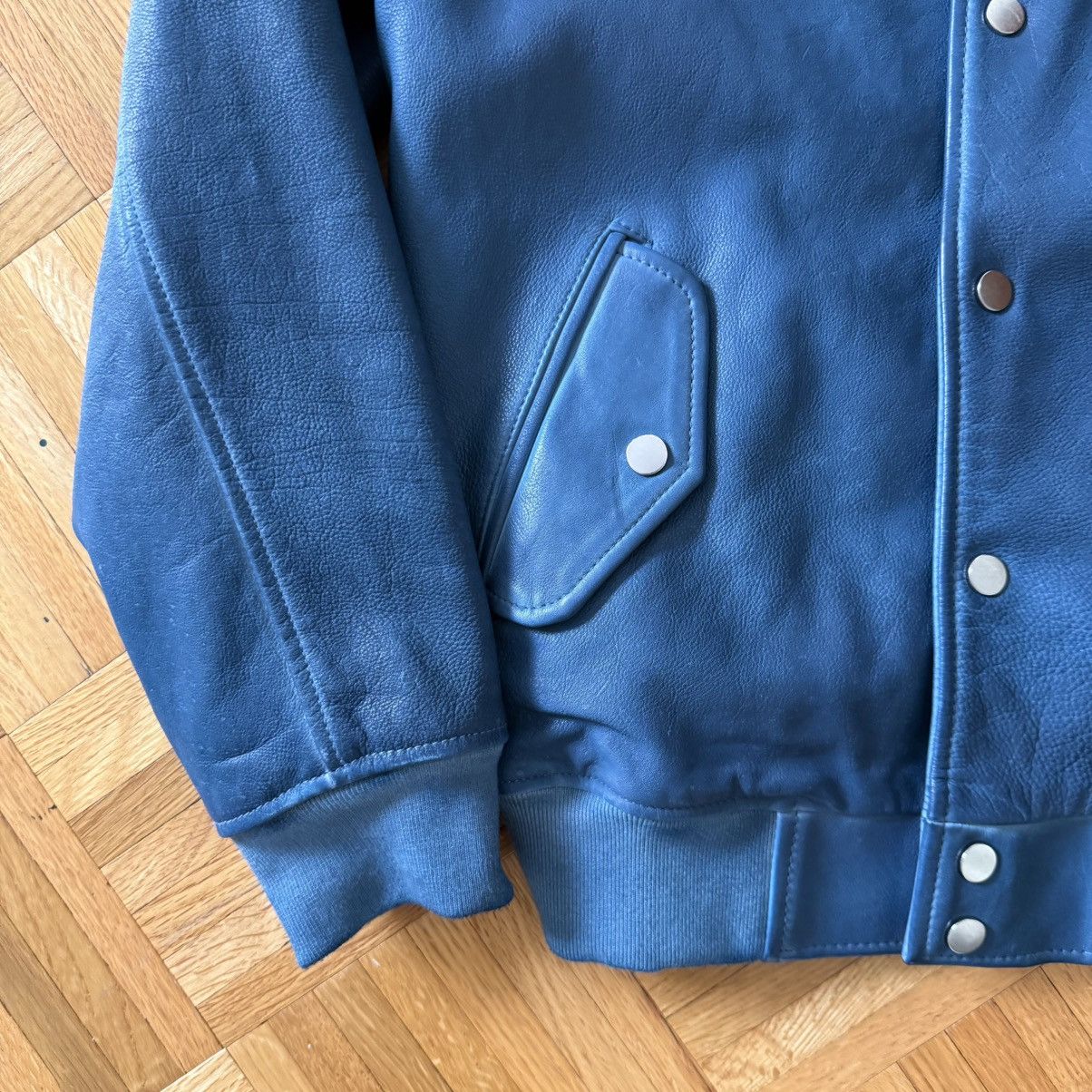 Deadwood Deadwood Coach Hand-dyed Blue Lambskin Leather Jacket Size US S / EU 44-46 / 1 - 2 Thumbnail
