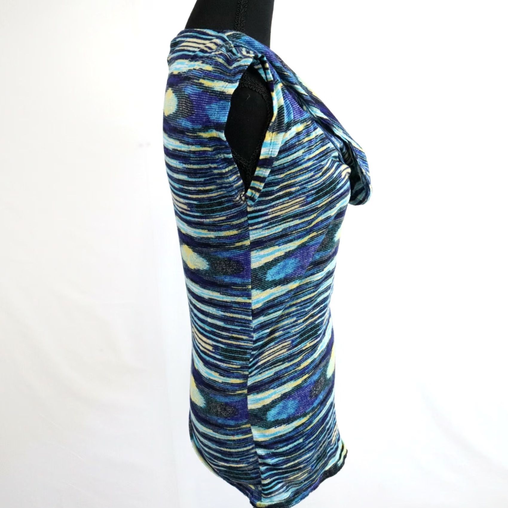 Vintage No Boundaries Top Women Medium Shirt Blouse Casual Draped Neck Blue Cap Sleeve Size M / US 6-8 / IT 42-44 - 4 Thumbnail
