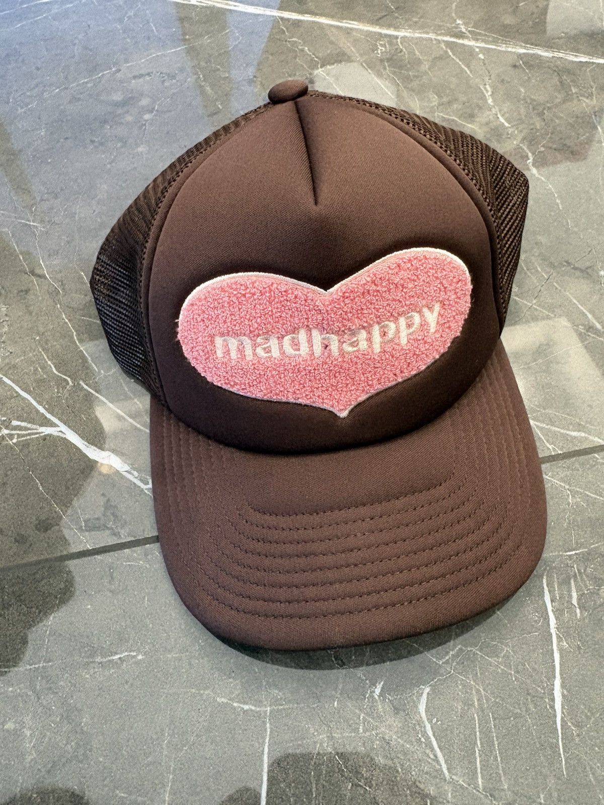 Madhappy Heart Bouclé Trucker Hat Brown Pink Nwot, Men's