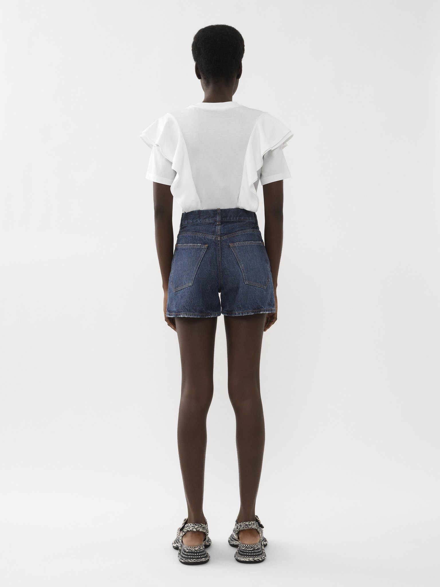 Chloe o1loc1c10425 Ruffled T-Shirt Top in White Size M / US 6-8 / IT 42-44 - 5 Thumbnail