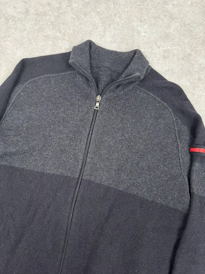 Prada 2000s Prada Navy & Grey Cashmere Zip-Up Sweater Size US L / EU 52-54 / 3 - 6 Thumbnail