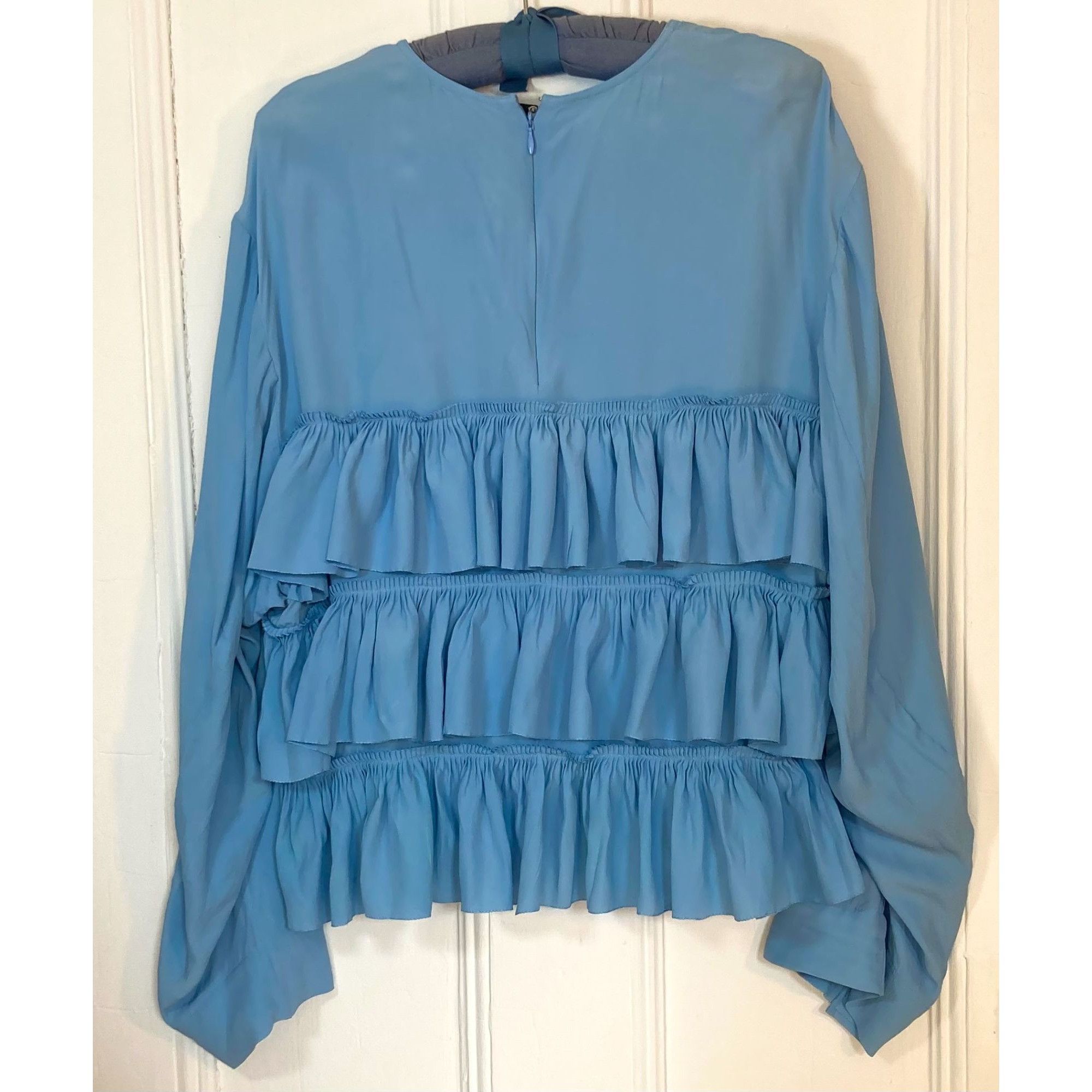 Marni Marni, Roomy Sky Blue Ruffled Blouse, Size 42 IT, (6 US, 38 Size M / US 6-8 / IT 42-44 - 2 Thumbnail
