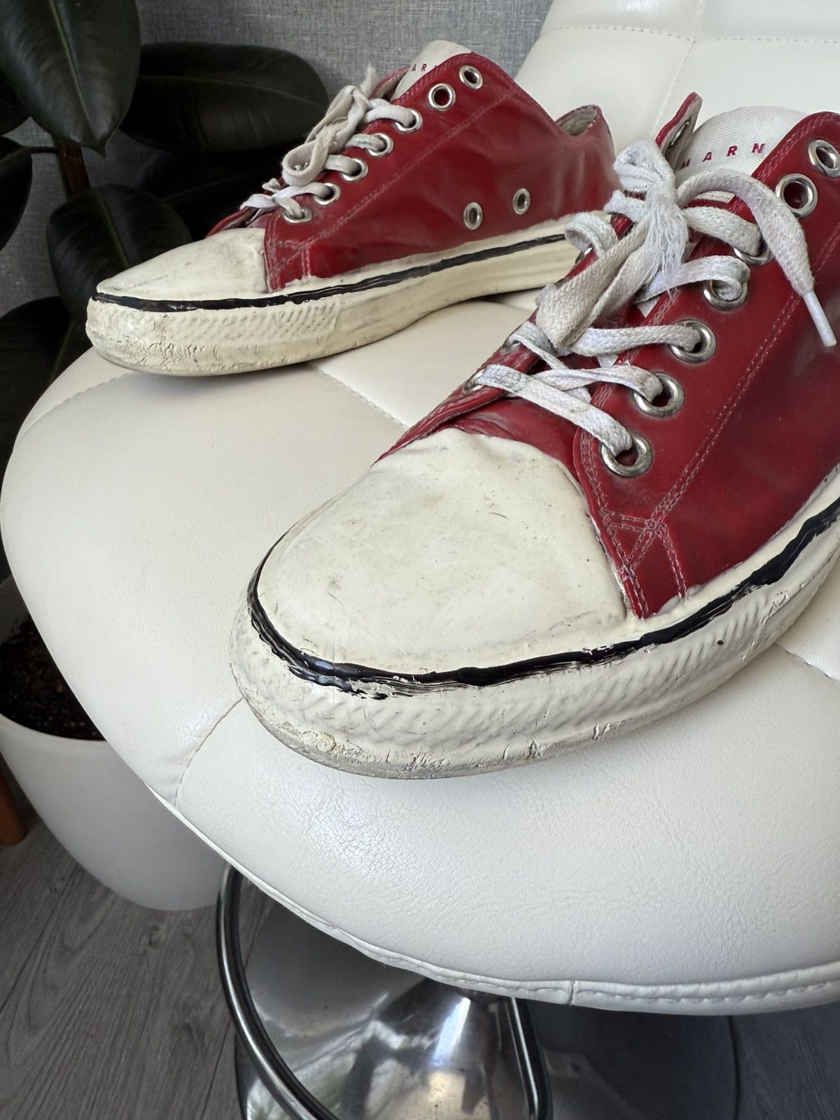Marni MARNI Gooey Red Converse Low Top Destroyed Sneakers Size 43 Size US 10 / EU 43 - 3 Thumbnail