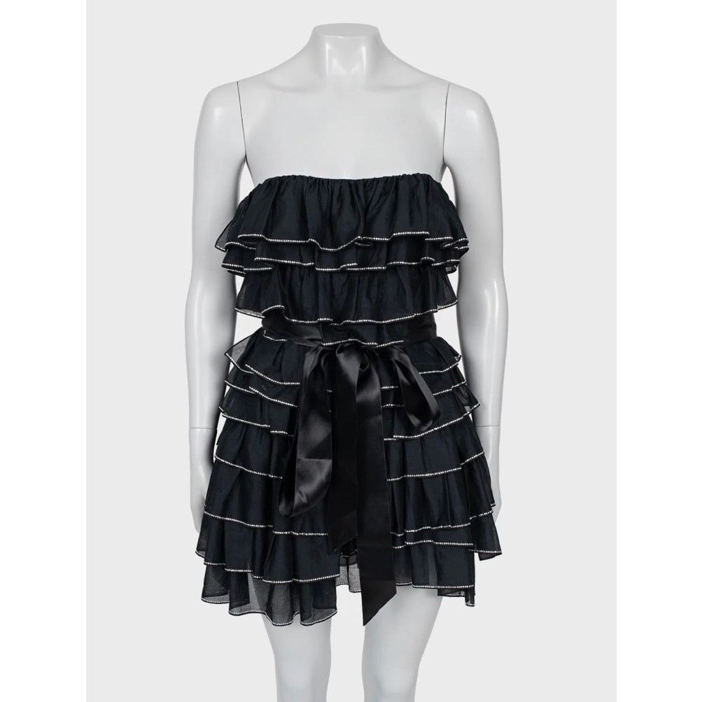 Alexandre Vauthier Alexandre Vauthier Black Crystal Ruffle Mini Dress FR38 Size M / US 6-8 / IT 42-44 - 1 Thumbnail