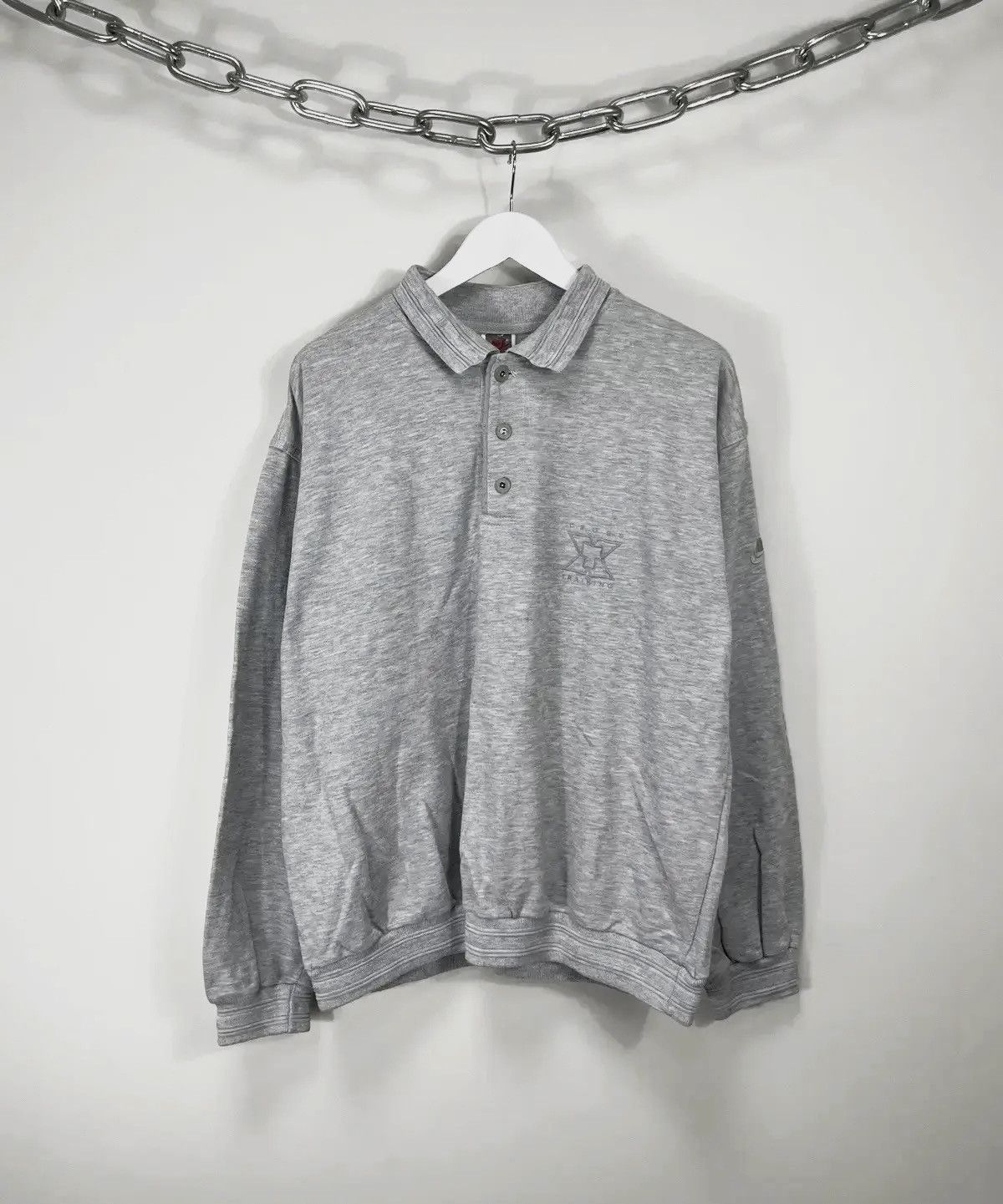 Nike × Vintage Vintage 90s Nike Cross Training Retro Hype Rugby Sweatshirt Size US L / EU 52-54 / 3 - 1 Thumbnail