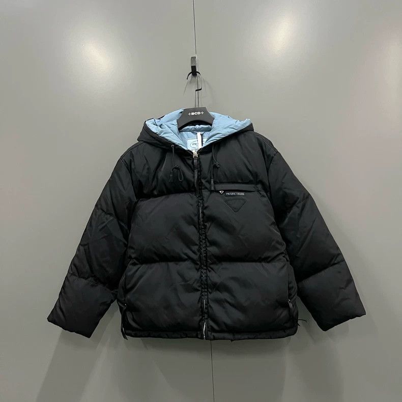 Prada Prada Black and blue patch triangle label down jacket Size M / US 6-8 / IT 42-44 - 1 Thumbnail