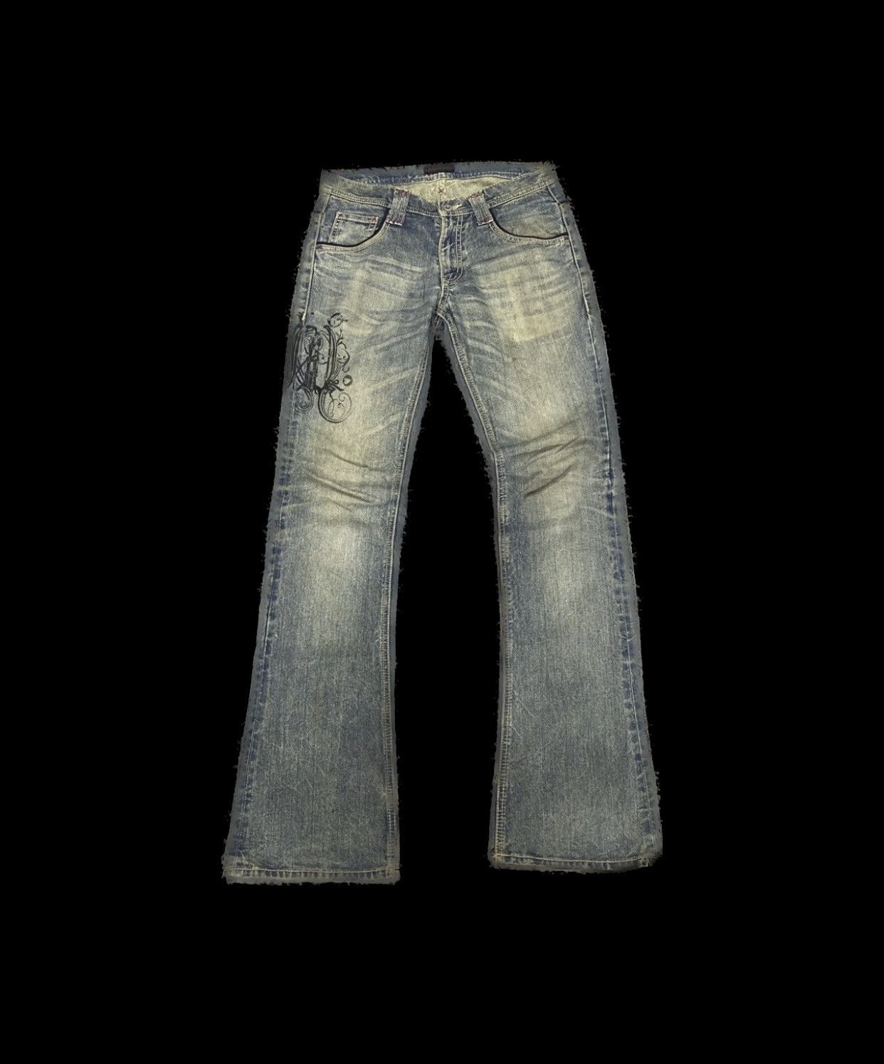 Hysteric Glamour Flare☠️ Morgan Homme Mud Wash Jeans Punk Y2K Grunge Size US 31 - 1 Thumbnail