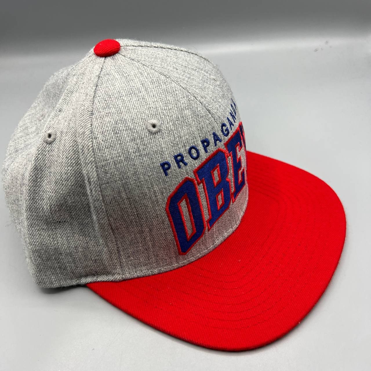 Obey Obey Propaganda Hat Men Gray Red Embroidered Snap Back Cap Size ONE SIZE - 4 Thumbnail