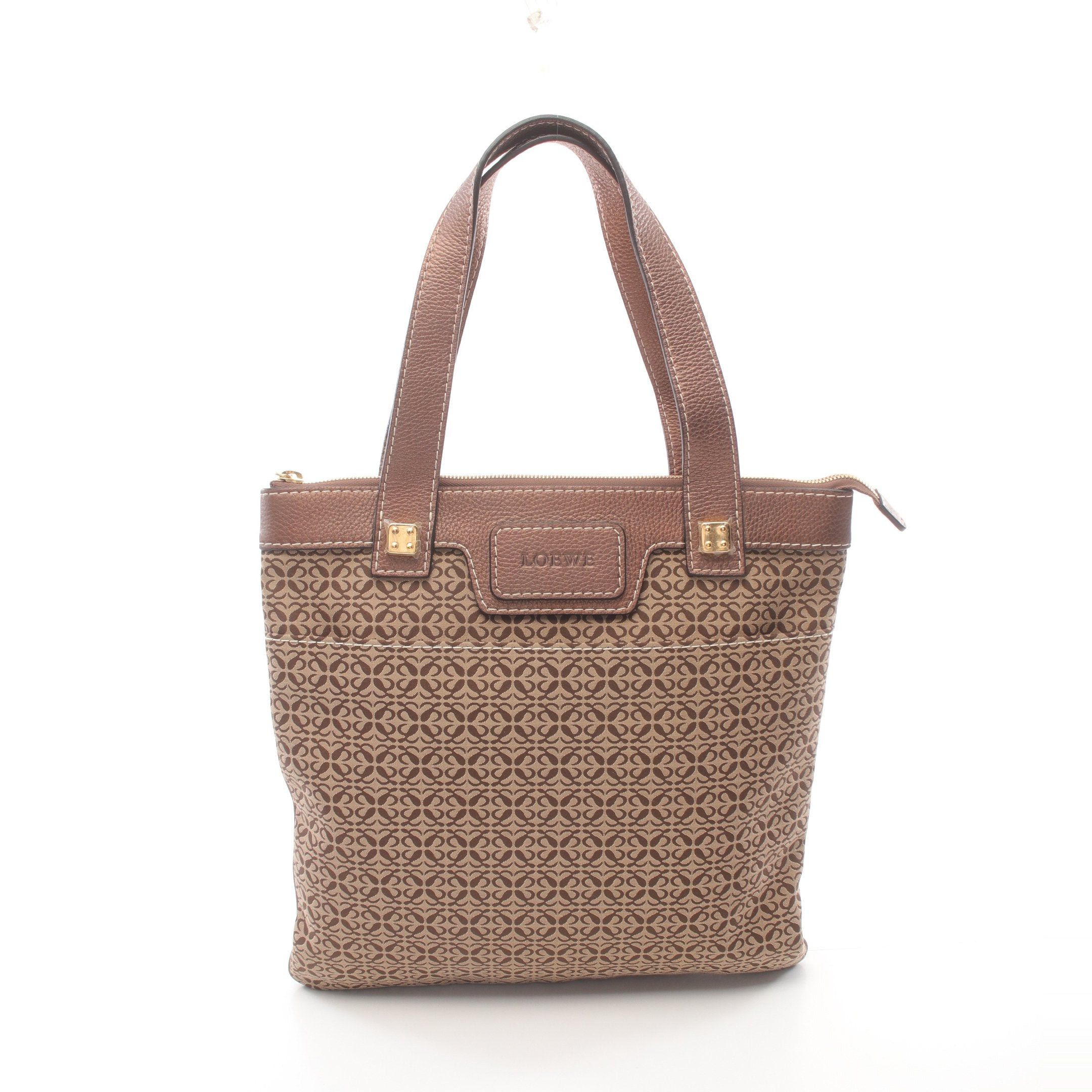 Loewe Loewe Anagram Shoulder Bag Tote Canvas Leather Beige Brown Size ONE SIZE - 1 Thumbnail