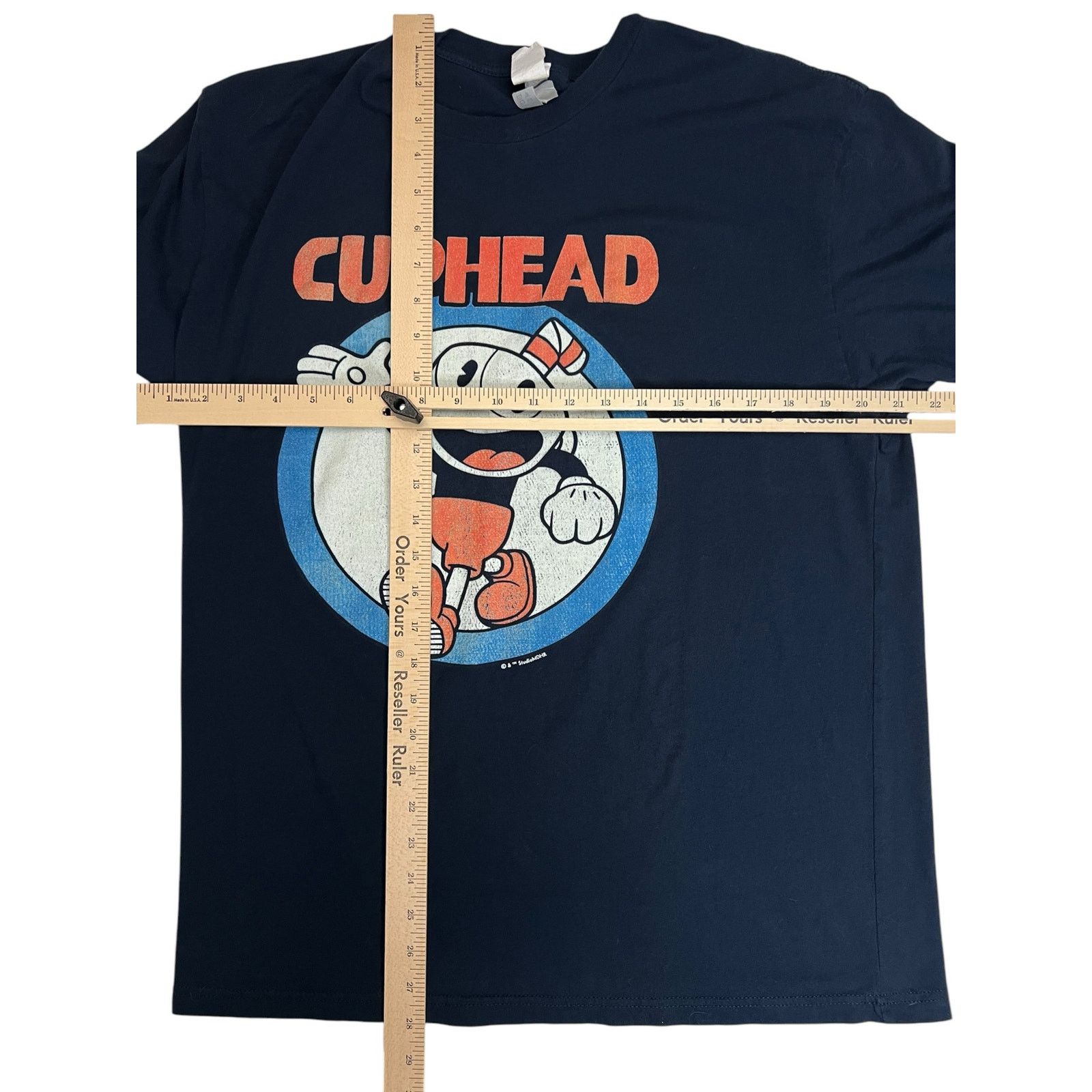 Next Level Apparel Cuphead T-Shirt Large Navy Blue Official Studio Gaming Tee Size L / US 10 / IT 46 - 9 Thumbnail