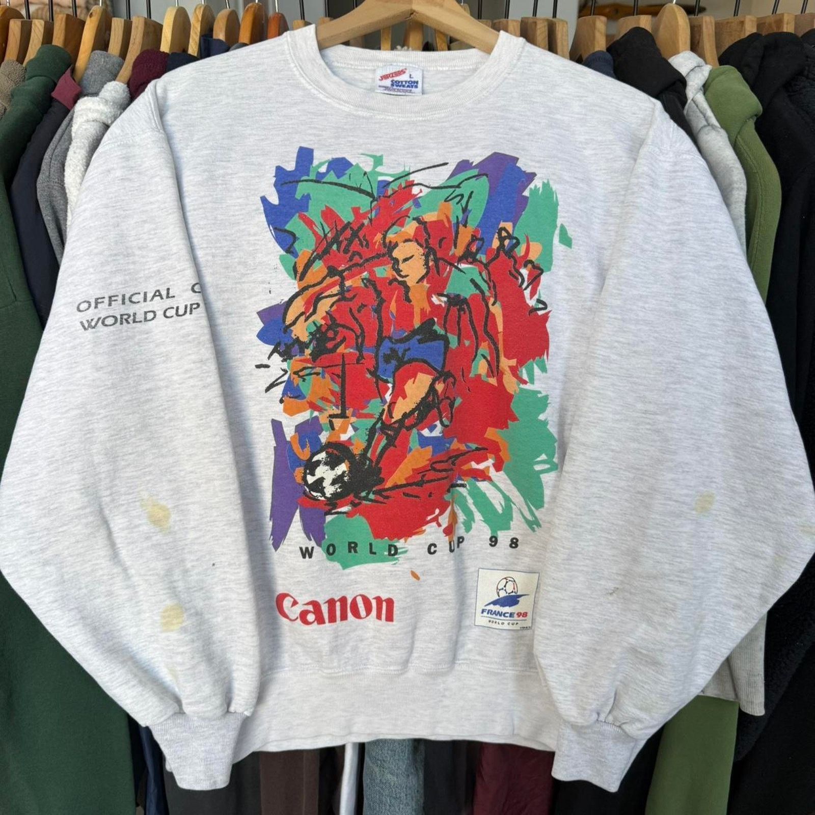 Other Vintage 1998 Fifa World Cup 1998 Canon Soccer Art Sweatshirt Size US L / EU 52-54 / 3 - 1 Thumbnail