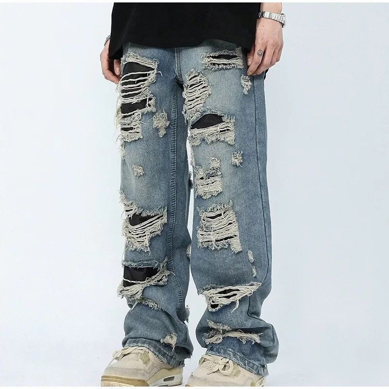 Japanese Brand × Vintage Straight Hole Beggar Zipper Long Pants Men Size US 28 / EU 44 - 3 Thumbnail