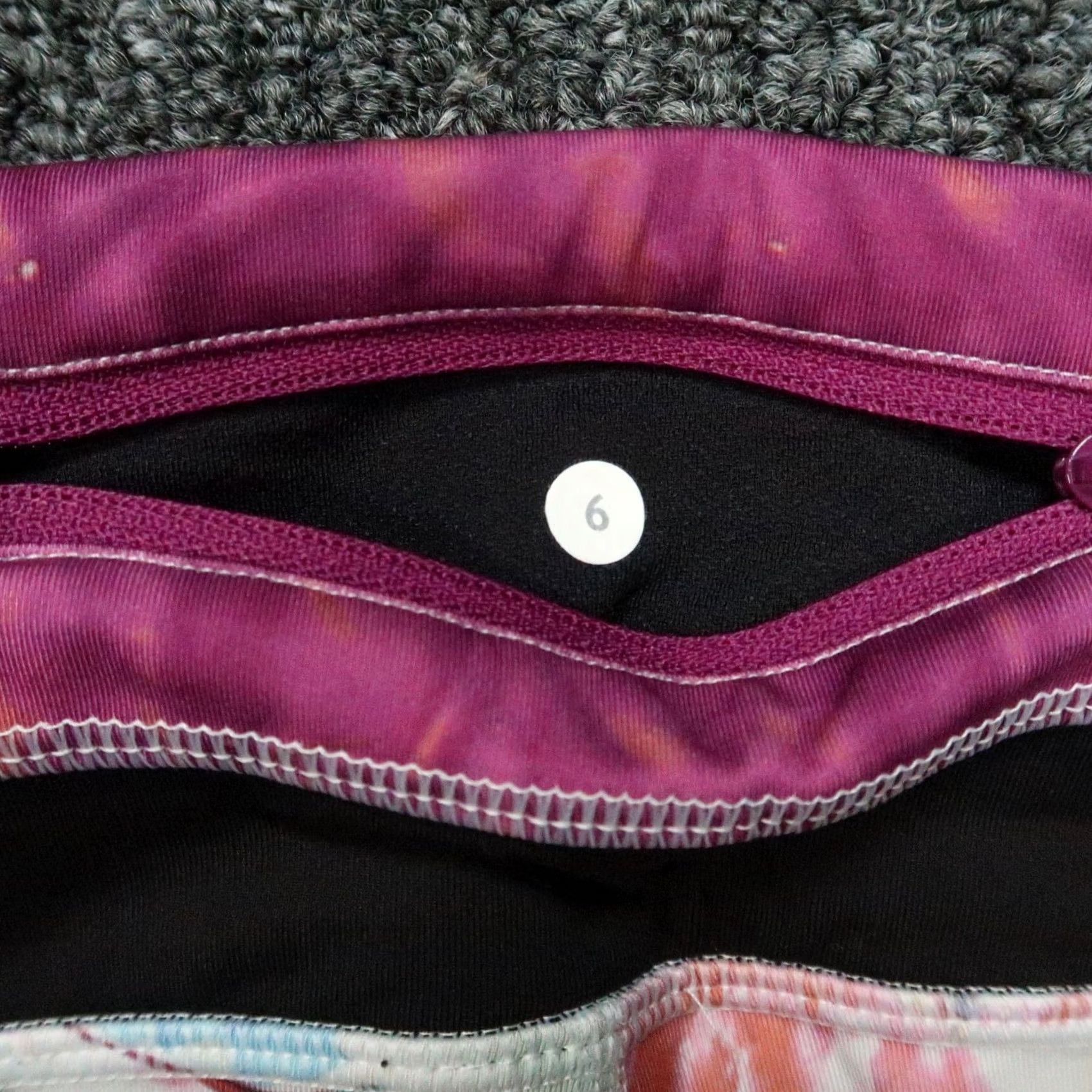 Lululemon Lululemon Womens 6 White Pink Run Inspire Crop II Colorful Zip Pocket Yoga Leggings Size 28" / US 6 / IT 42 - 5 Thumbnail