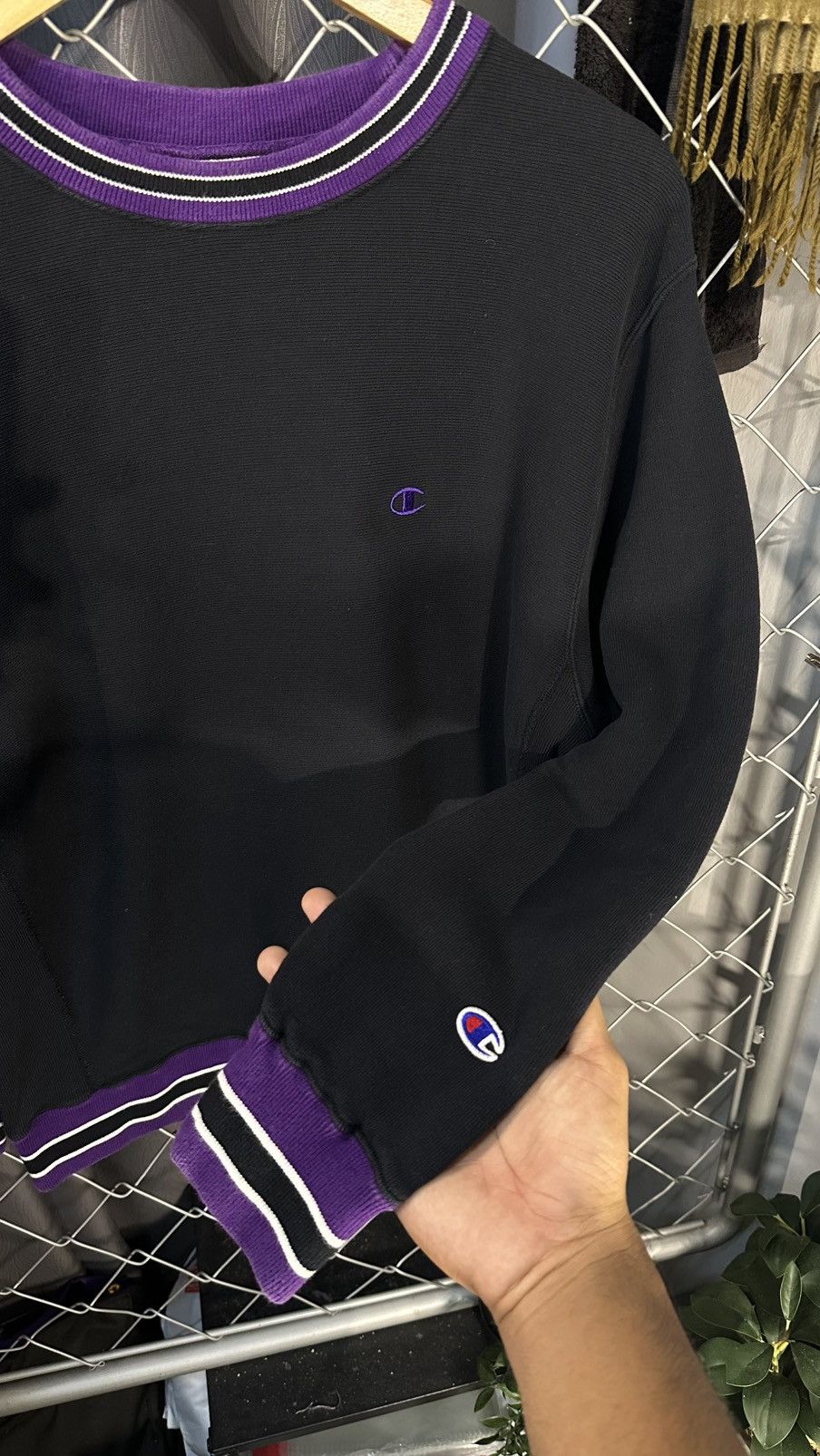 Champion VINTAGE REVERSE WEAVE CREWNECK SWEATSHIRT BLACK PURPLE WHITE Size US M / EU 48-50 / 2 - 4 Thumbnail