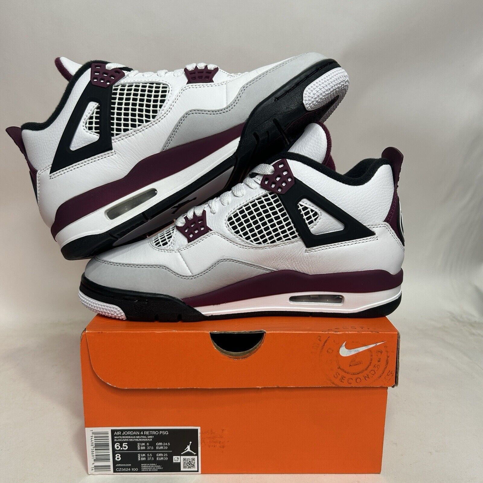Jordan Brand Nike Air Jordan 4 Retro x Paris Saint-Germain “Bordeaux” Size US 8 / IT 38 - 3 Thumbnail