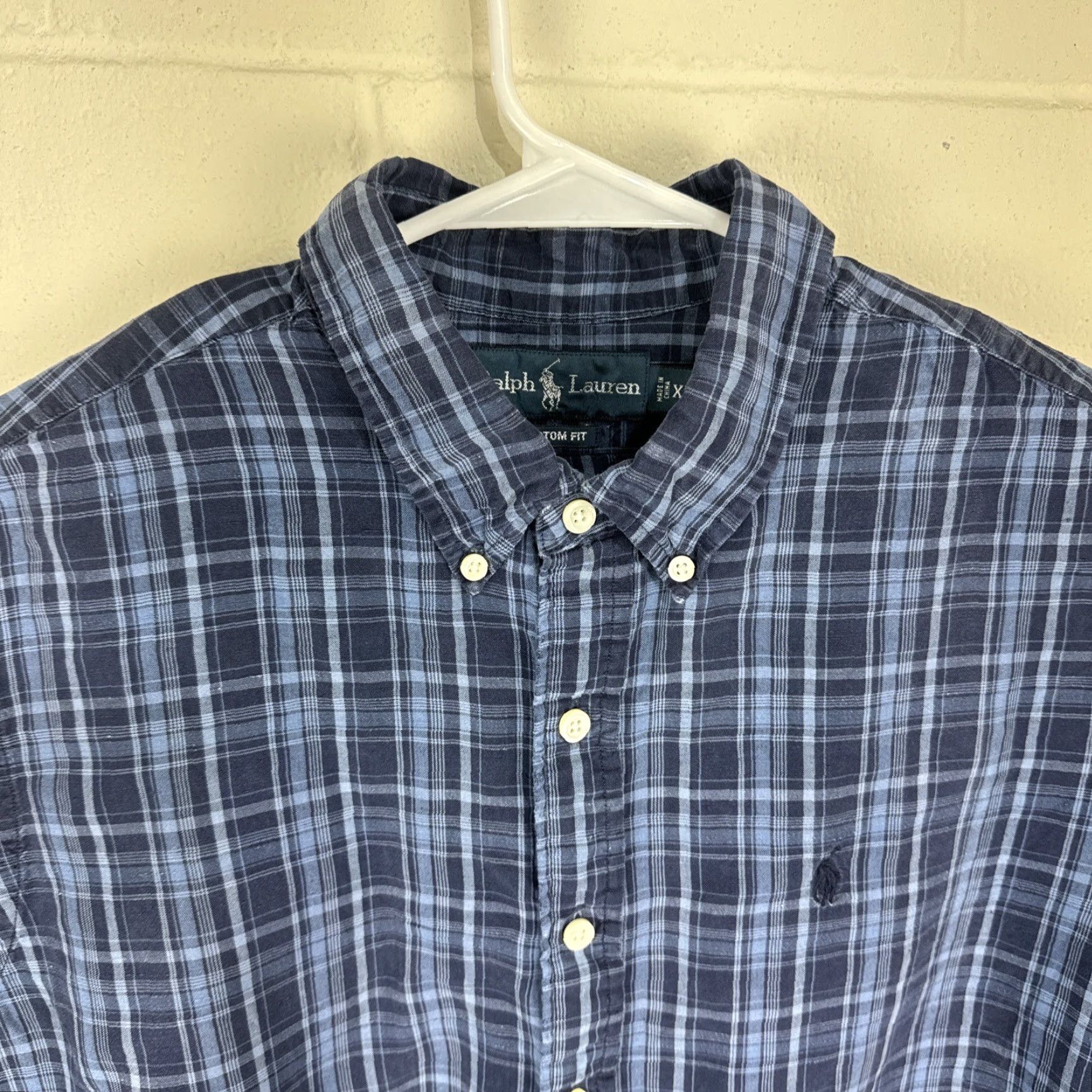 Ralph Lauren VINTAGE Ralph Lauren Shirt Men XL Plaid Button-Up Navy Silk Linen Custom Fit XL Blue 90s Preppy Designer Classic Casual Business Travel Button-Down Size US XL / EU 56 / 4 - 4 Thumbnail