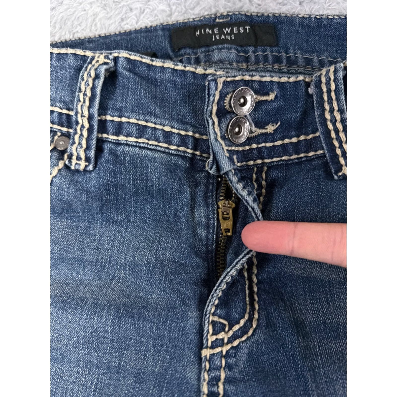 Nine West VINTAGE Nine West Pants Womens 6 Blue Denim Jeans Bootcut NW Embroidered Cotton 28x31 Size 28" / US 6 / IT 42 - 5 Thumbnail