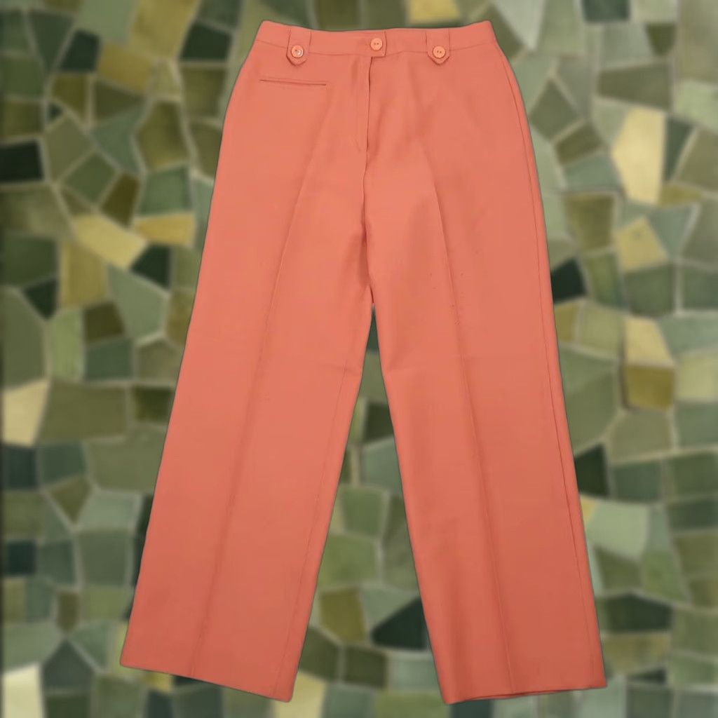Vintage VINTAGE Hippie 70s tan orange high rise wide straight leg pants 14 Womens Casual Workwear Polyester Inseam 28" waist 29" Rise 14" Size 29" - 1 Thumbnail
