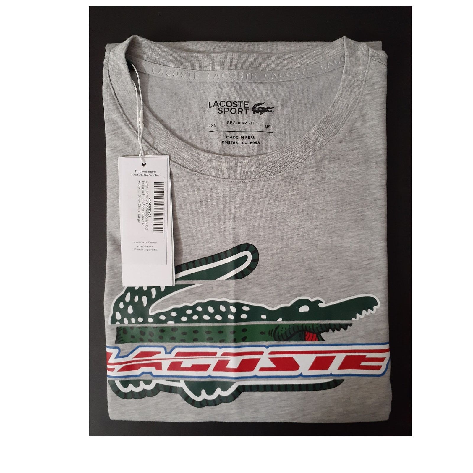 Lacoste Lacoste Men's Short Sleeve Regular Fit Sport T-Shirt White Size US L / EU 52-54 / 3 - 3 Thumbnail
