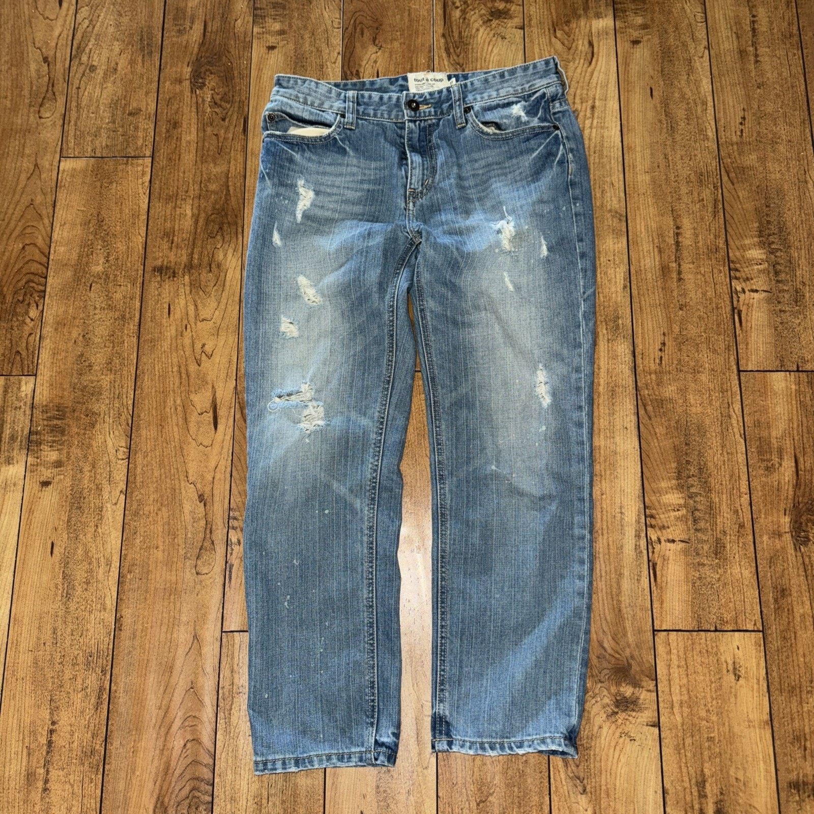 Coup De Grace × Vintage Tout A Coup Distressed Denim Jeans 30x27 Blue Size 30" / US 8 / IT 44 - 6 Thumbnail