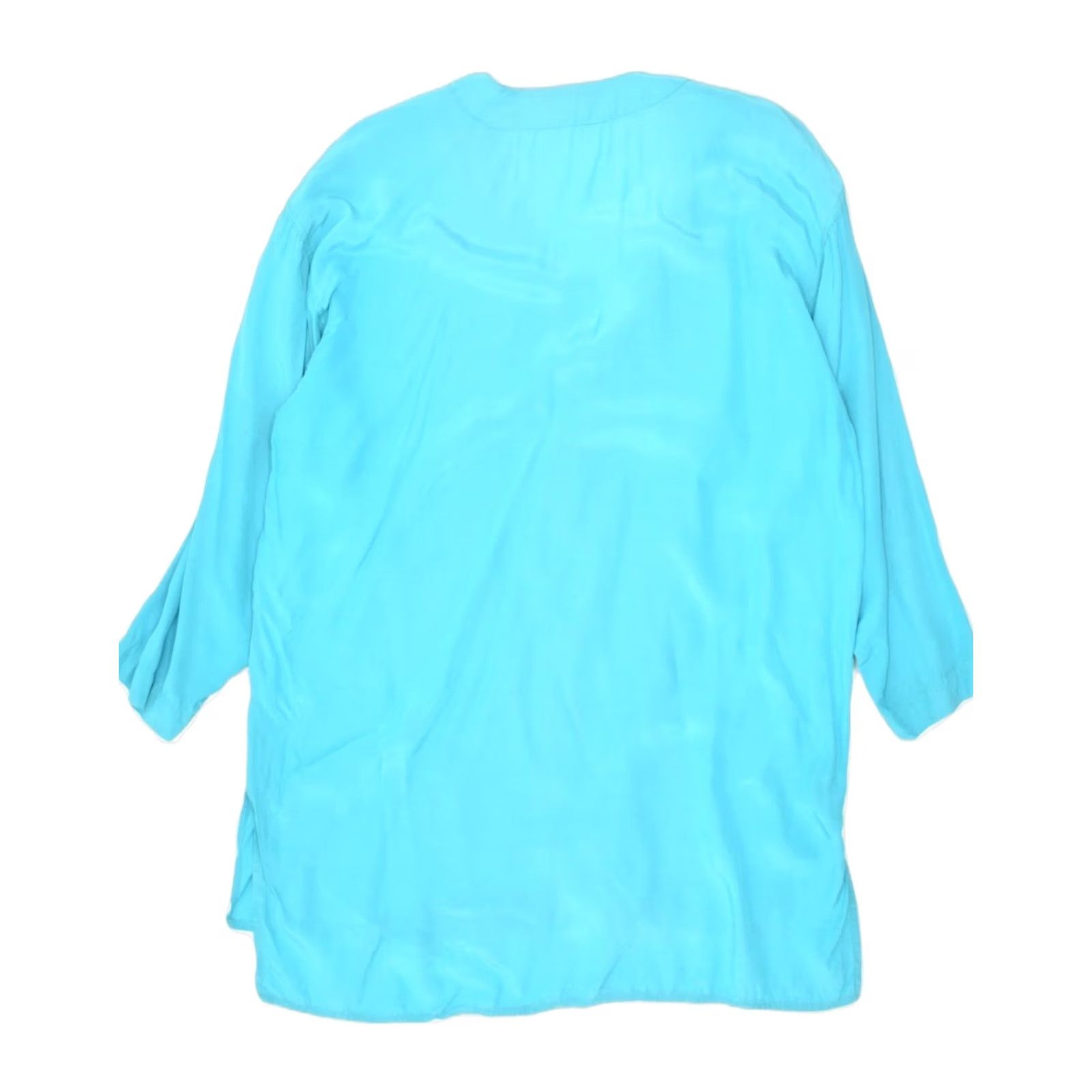 Vintage STEFANEL Womens Shirt Blouse Turquoise Small Viscose UK 10 Oversized Size S / US 4 / IT 40 - 2 Thumbnail