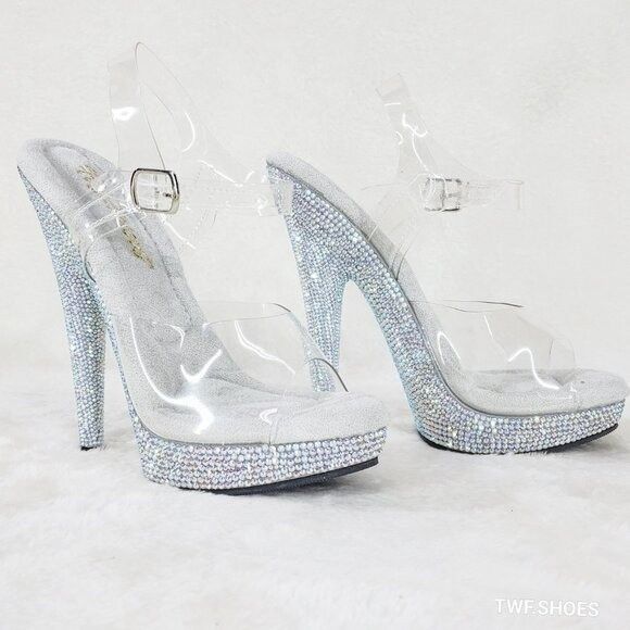 Other Sultry Sexy 6" Rhinestone Platform Stiletto Heels Size US 10 / IT 40 - 2 Thumbnail