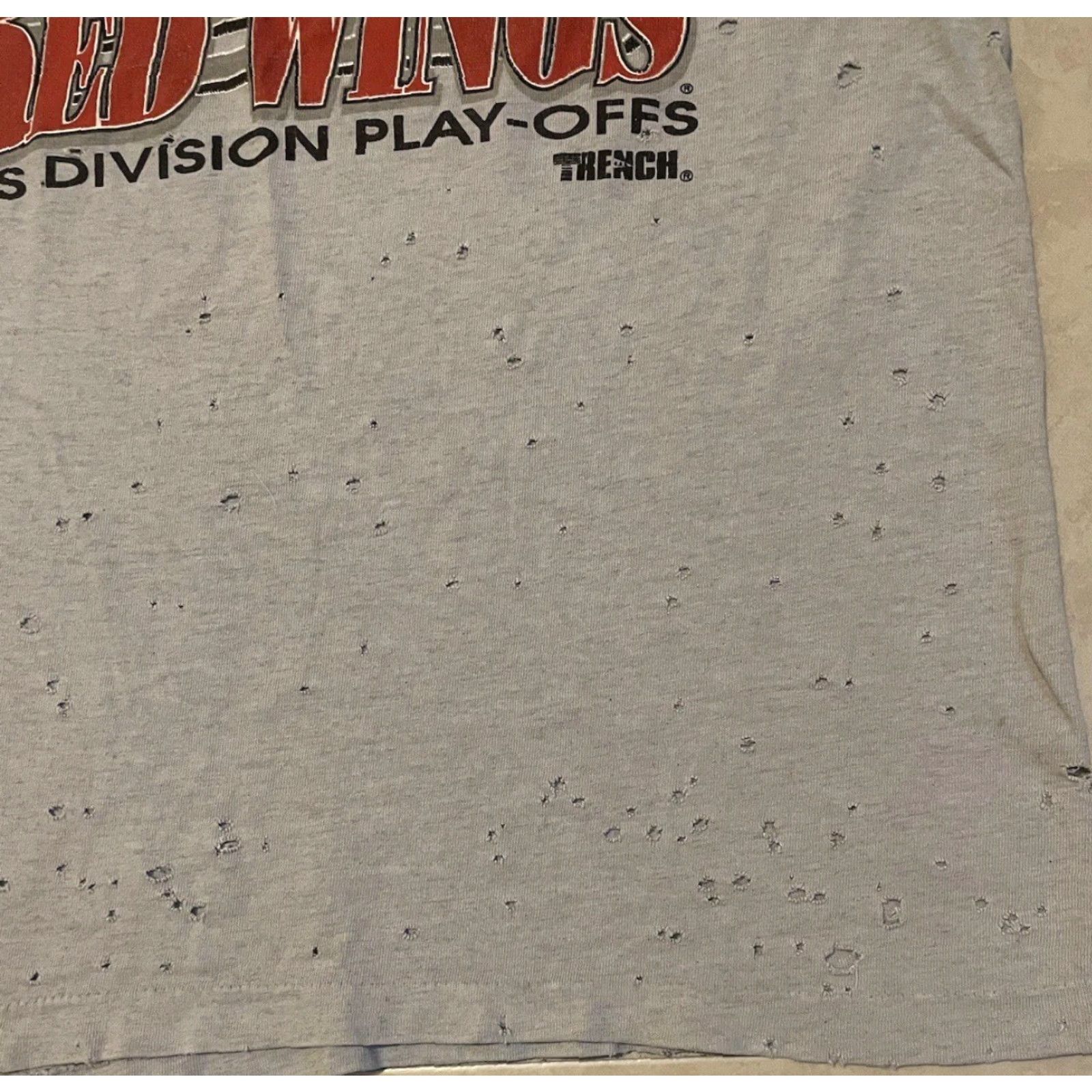 Thrasher VINTAGE Detroit Red Wings Shirt Mens XL Gray Distressed Thrashed 90s Grunge Punk NHL Ice Hockey USA Michigan Furst Of A Kind Destroyed Size US XL / EU 56 / 4 - 6 Thumbnail