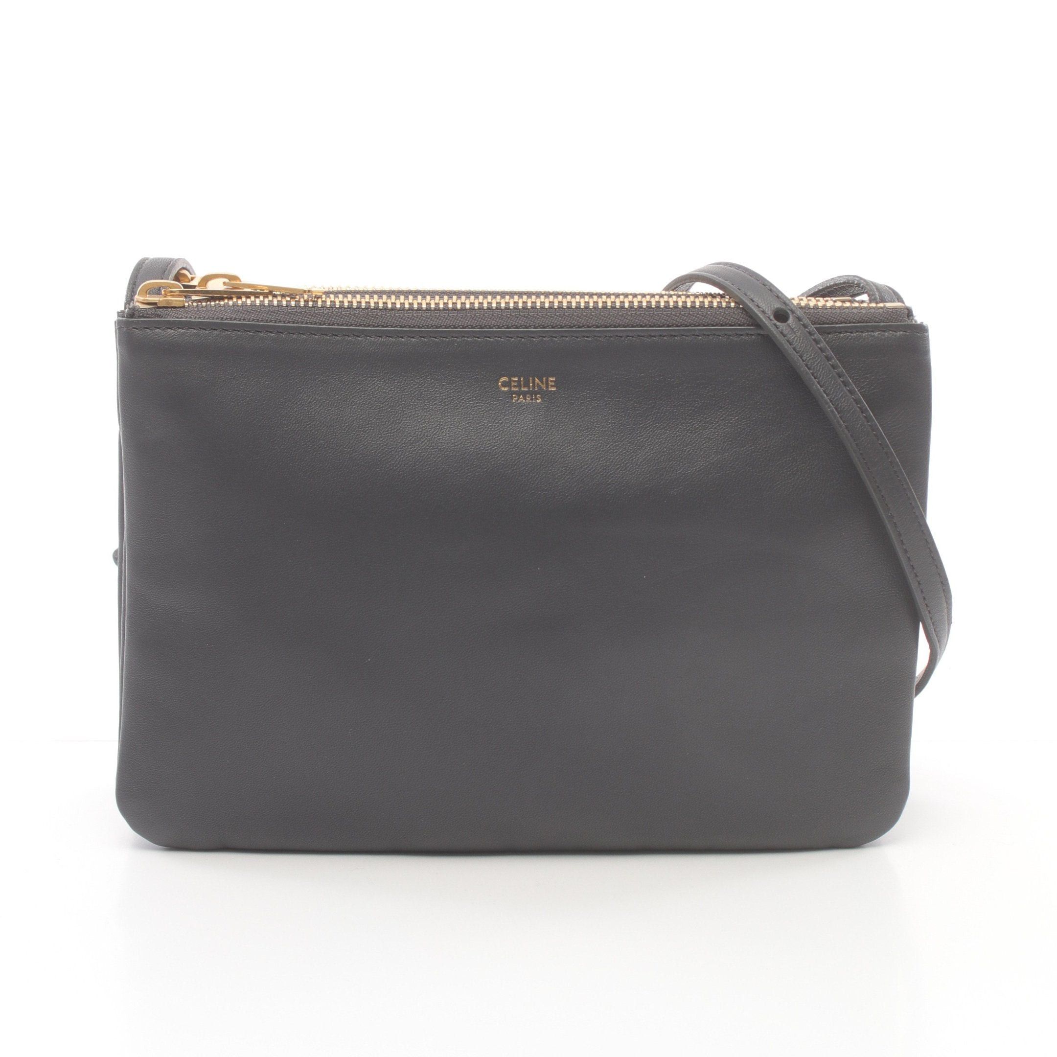 Celine Celine Trio Small Shoulder Bag Leather Gray Size ONE SIZE - 1 Thumbnail