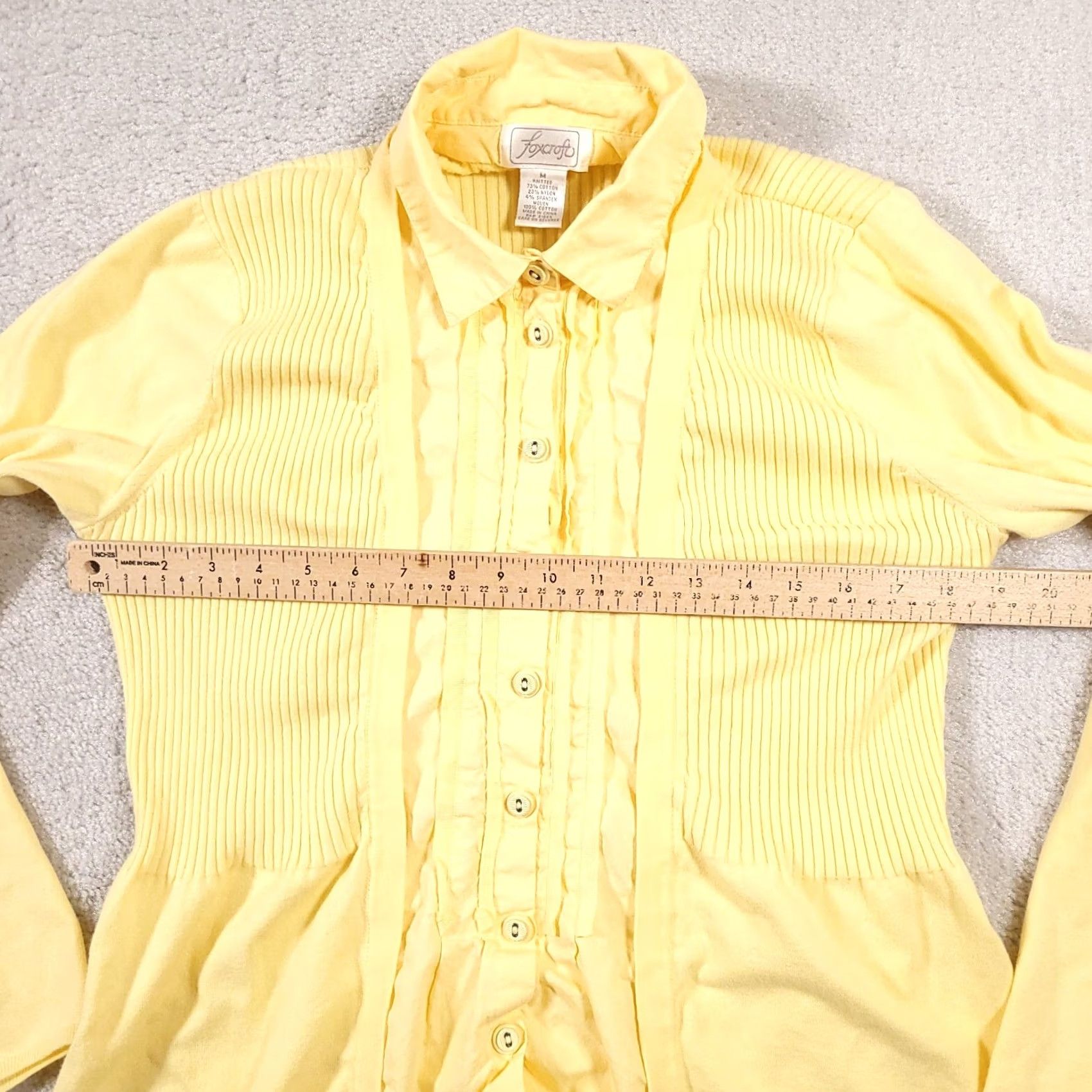 Vintage VINTAGE Foxcroft Knit Button-Up Cardigan Sweater Collar Shirt Women's Med Yellow Ribbed Size M / US 6-8 / IT 42-44 - 7 Thumbnail