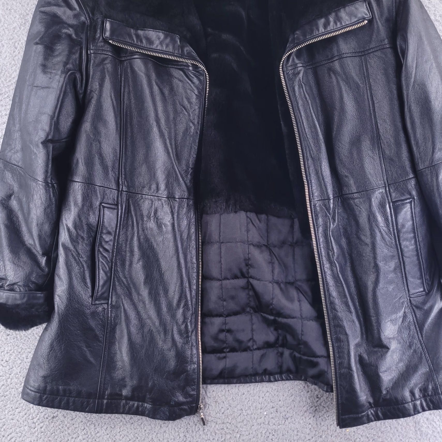 Vintage Wilsons Leather Jacket Mens L Black Faux Fur Warm Overcoat Zip Size US L / EU 52-54 / 3 - 2 Thumbnail
