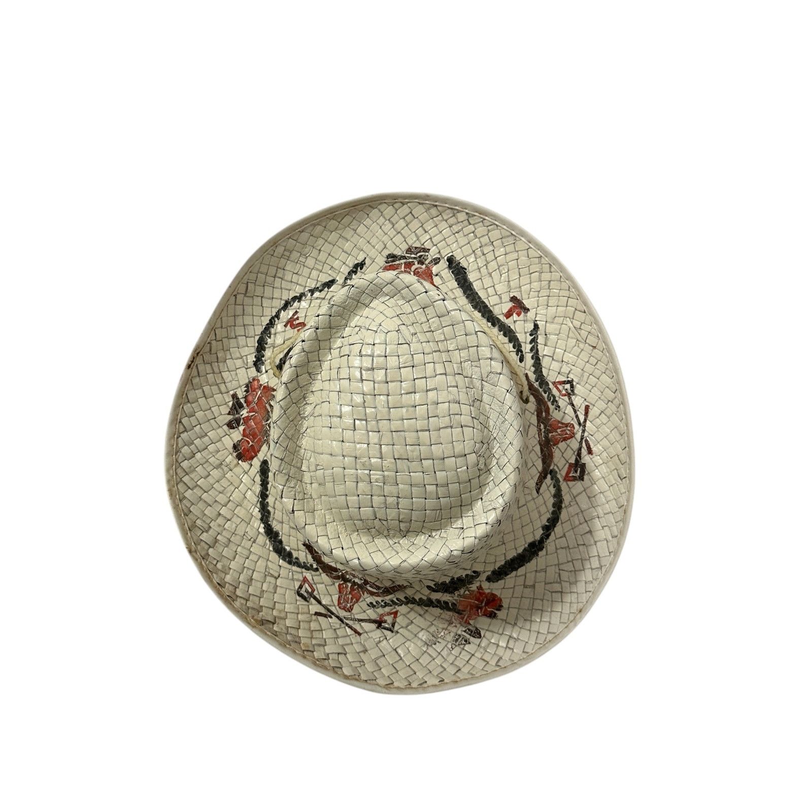 Vintage Vintage Kids Western Southwestern Straw Cream Cowboy Hat OS Size ONE SIZE - 2 Thumbnail
