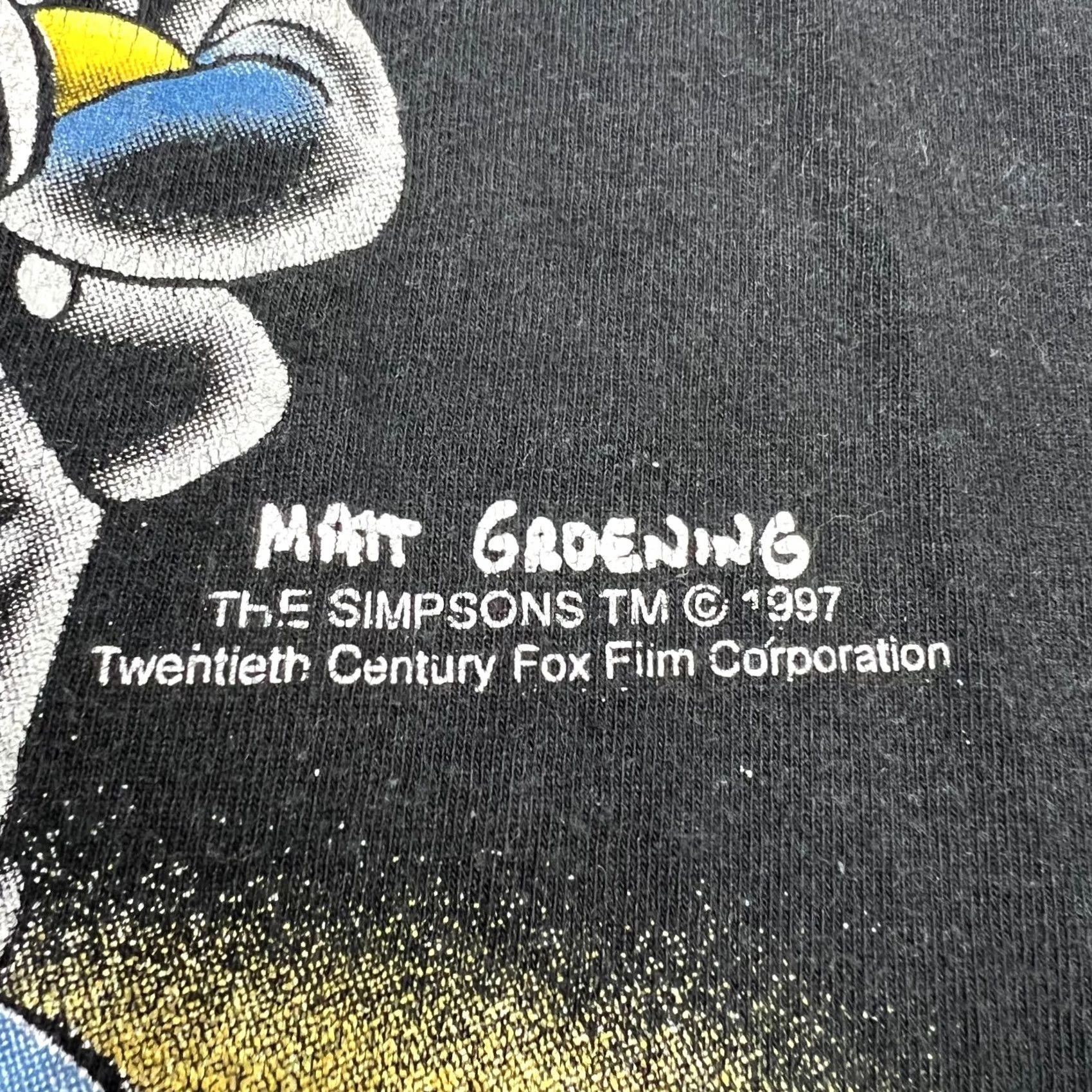 Vintage Vintage The Simpsons Man in Black T-Shirt Size L Black Short Sleeve Mens 1997 Stars Screen Stars Size US L / EU 52-54 / 3 - 4 Thumbnail