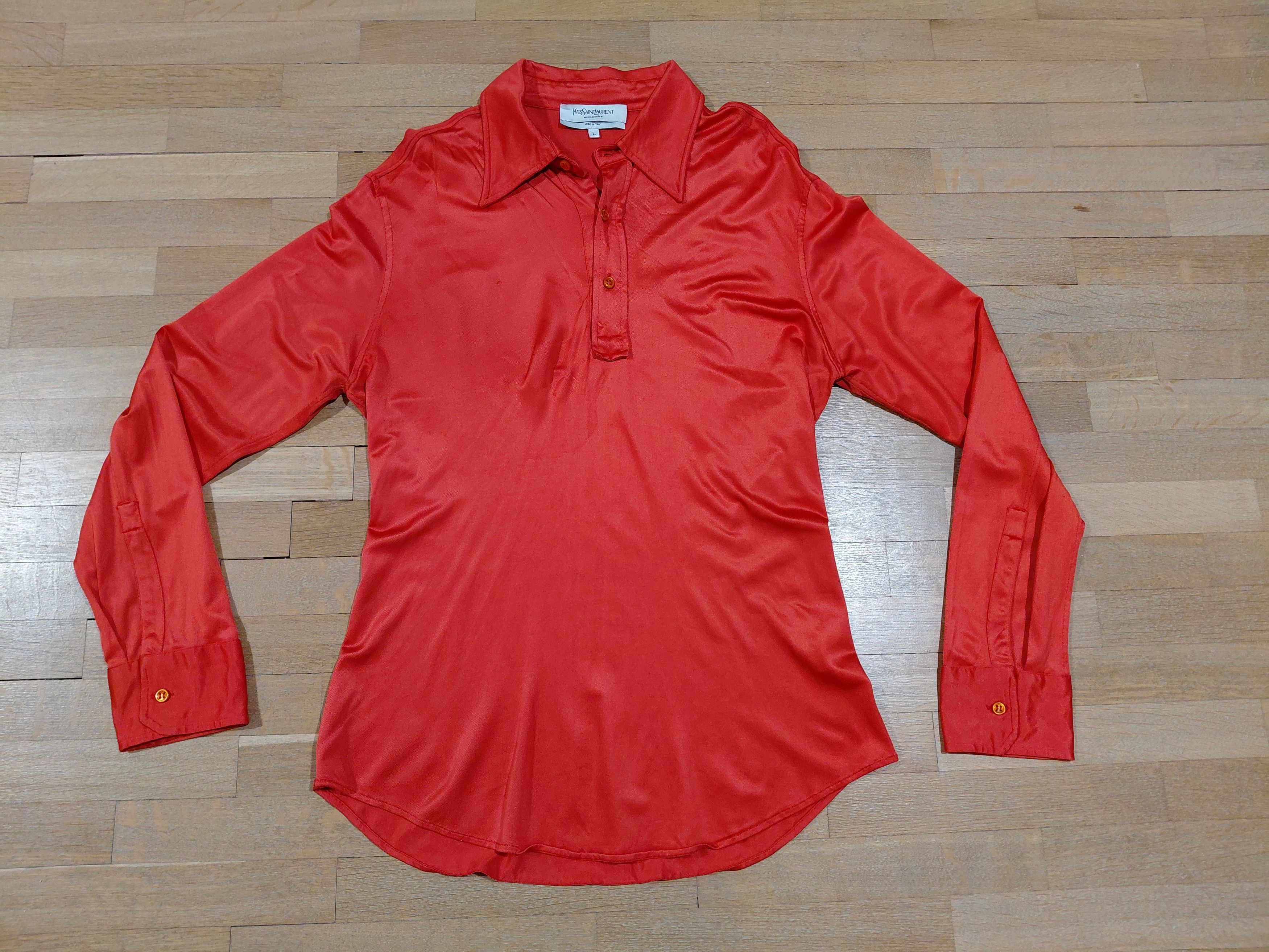 Yves Saint Laurent Yves Saint Laurent Vintage Women's Dagger Collar Shirt Satin Size L / US 10 / IT 46 - 1 Thumbnail