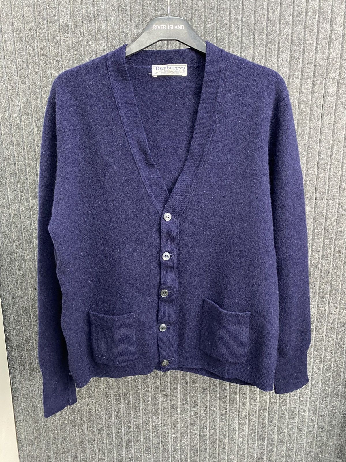 Burberry Burberrys Vintage Wool Cardigan Blue V-Neck Button Up Mens Size US M / EU 48-50 / 2 - 2 Thumbnail