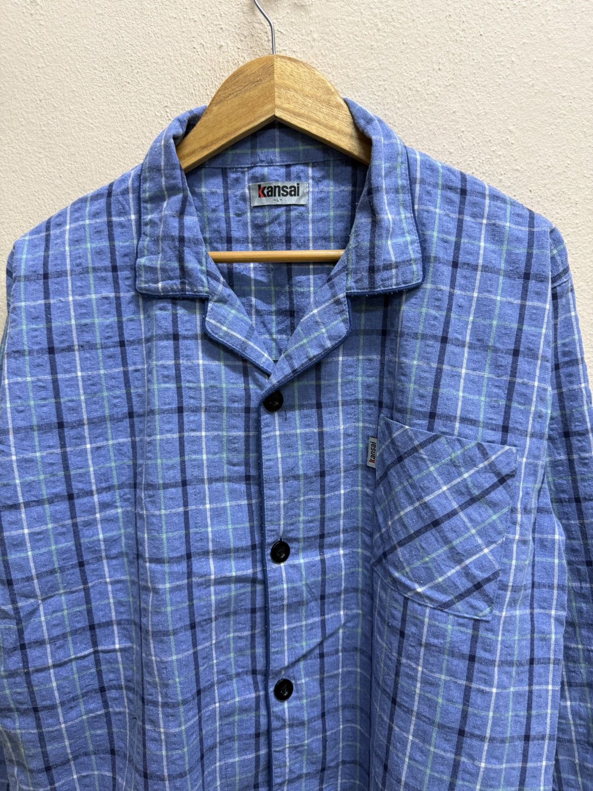 Kansai Yamamoto Kansai Bule Plaid Cotton Flannel pyjama Button Up Size US L / EU 52-54 / 3 - 16 Thumbnail