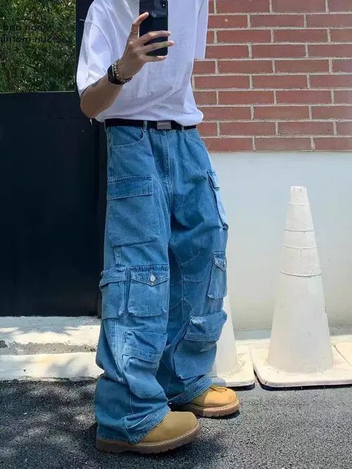 VIBE Baggy Multi Pocket Cargo Denim Jeans Size US 30 / EU 46 - 2 Thumbnail