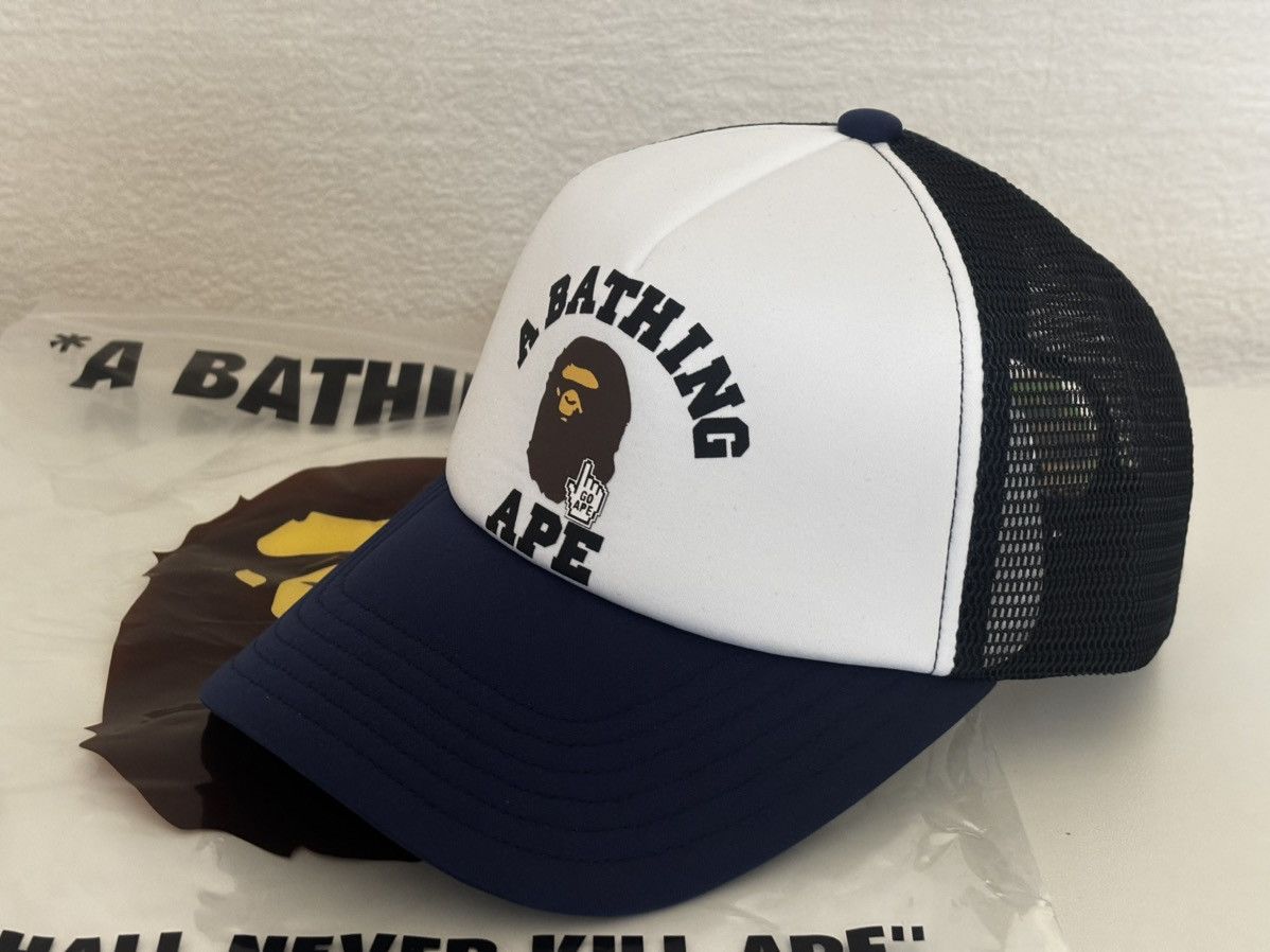Bape Authentic ape bape go ape pointer trucker hat navy blue new Size ONE SIZE - 1 Thumbnail