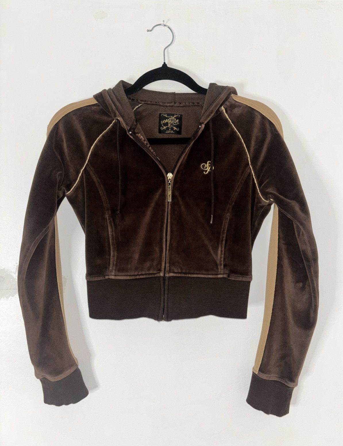 Southpole Vintage Y2K South Pole Brown Velour Zip Hoodie – Size S Size S / US 4 / IT 40 - 1 Thumbnail