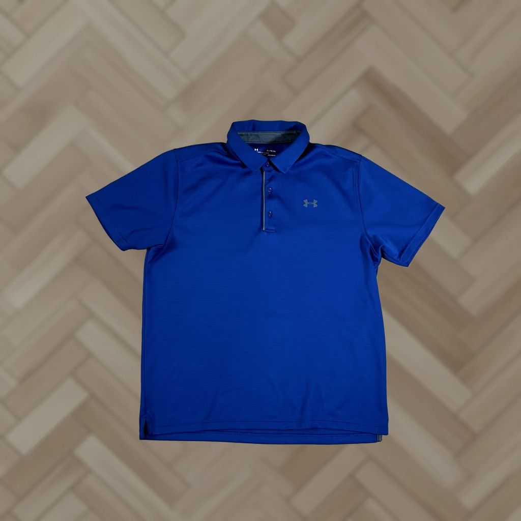 Under Armour Mens Under Armour Golf Polo Shirt Blue Loose Short Sleeve Active sz XL Size US XL / EU 56 / 4 - 1 Thumbnail