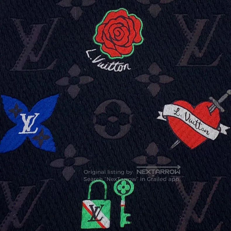 Louis Vuitton Louis Vuitton Black badge logo jacquard printed wool scarf Size ONE SIZE - 3 Thumbnail