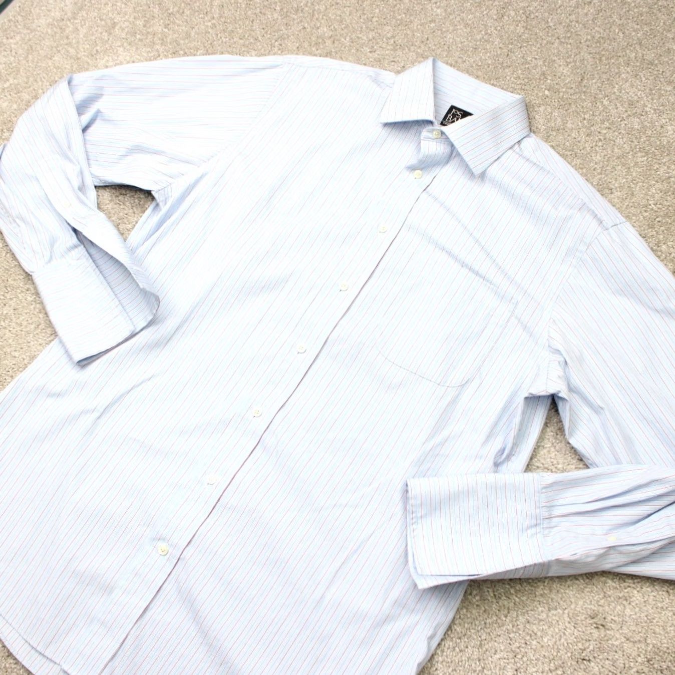 Jos. A. Bank Jos. A. Bank Dress Shirt Mens 16, 34 Blue/Red French Cuff Tailored Fit Long Sleeve Size US L / EU 52-54 / 3 - 3 Thumbnail