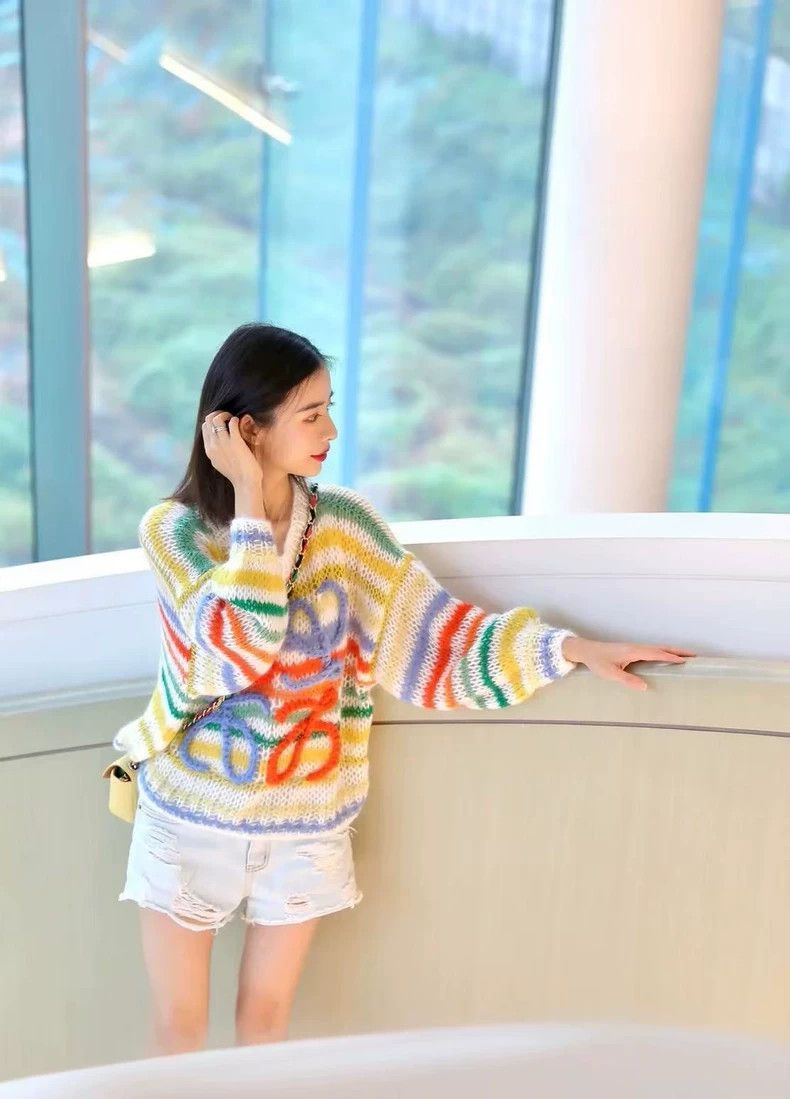 Loewe LOEWE Patchwork striped large logo knit top Size M / US 6-8 / IT 42-44 - 8 Thumbnail