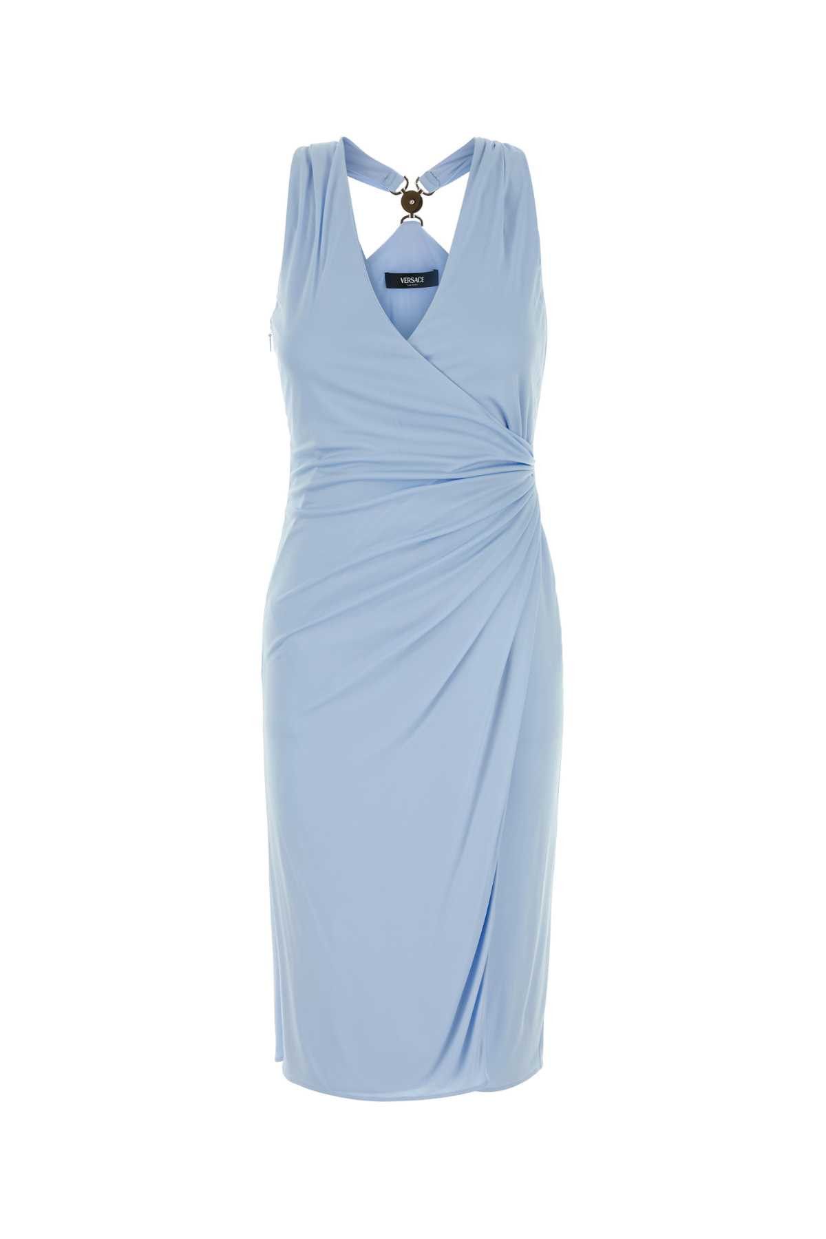 Versace Light Blue Jersey Dress Size XS / US 0-2 / IT 36-38 - 1 Thumbnail