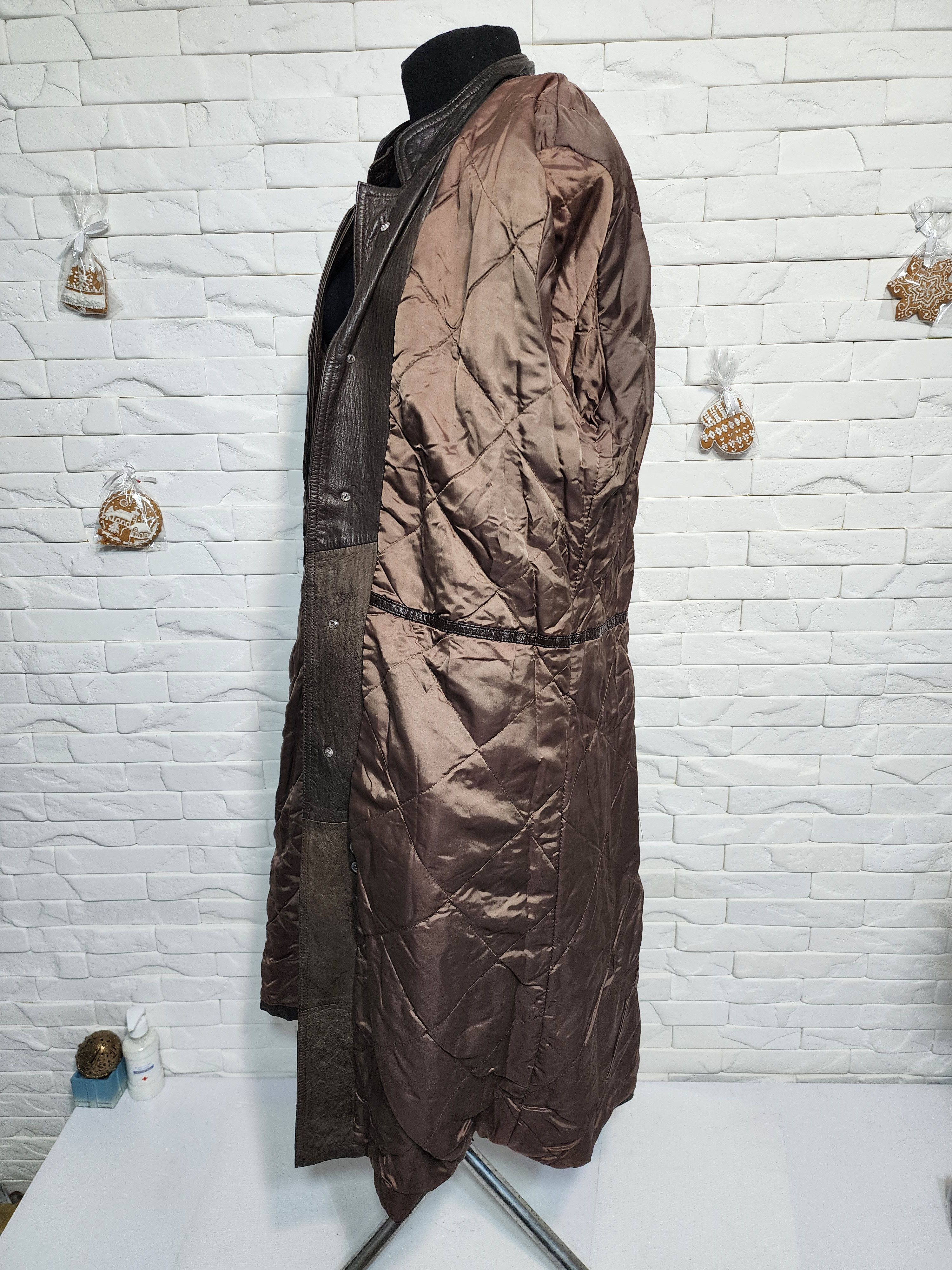 Uniqlo Brown Genuine Leather Men's Coat with Belt Size US L / EU 52-54 / 3 - 10 Thumbnail