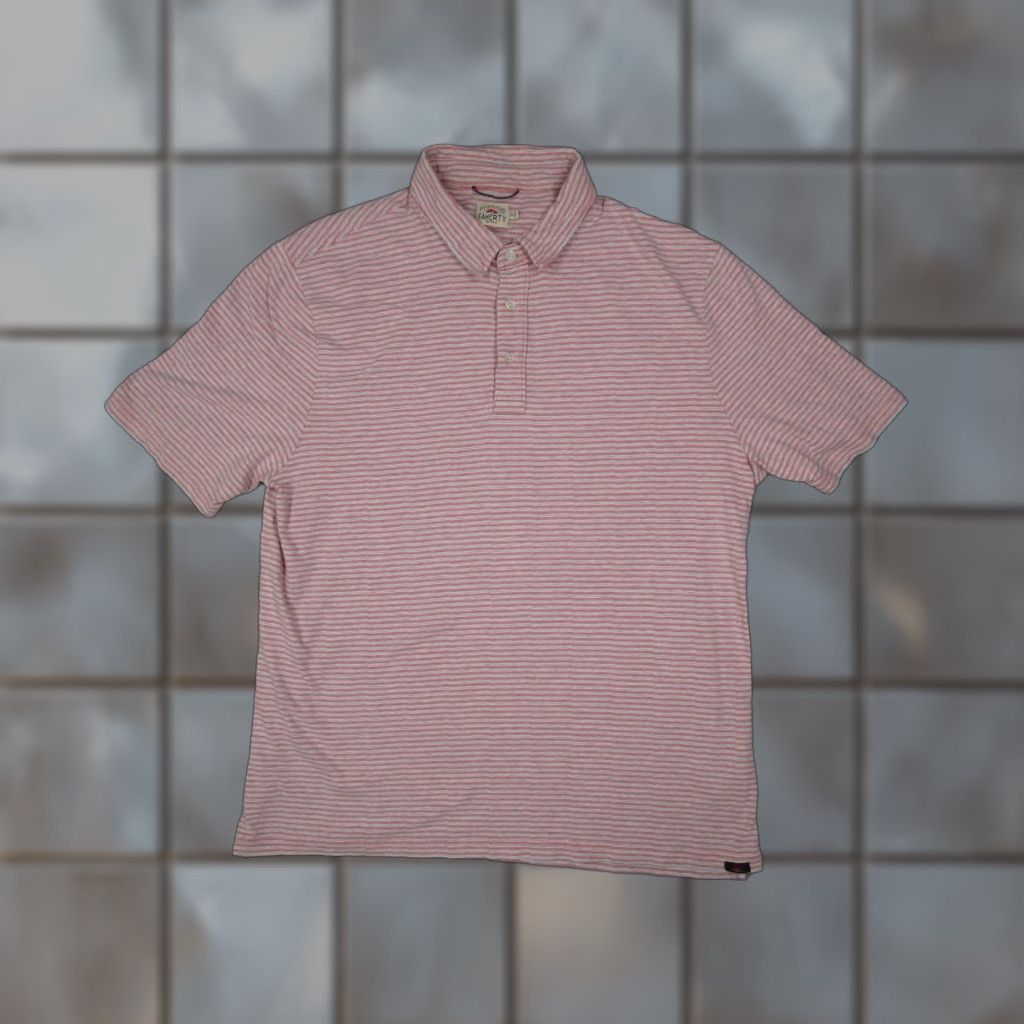 Faherty Faherty Polo Shirt Mens XL Pink Striped Short Sleeve Pima Cotton Blend Casual Sports Size US XL / EU 56 / 4 - 1 Thumbnail