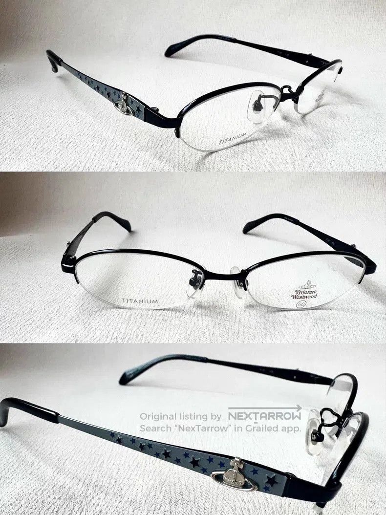 Vivienne Westwood Vivienne Westwood Black Blue Semi-Frame Star Saturn Glasse Size ONE SIZE - 2 Thumbnail