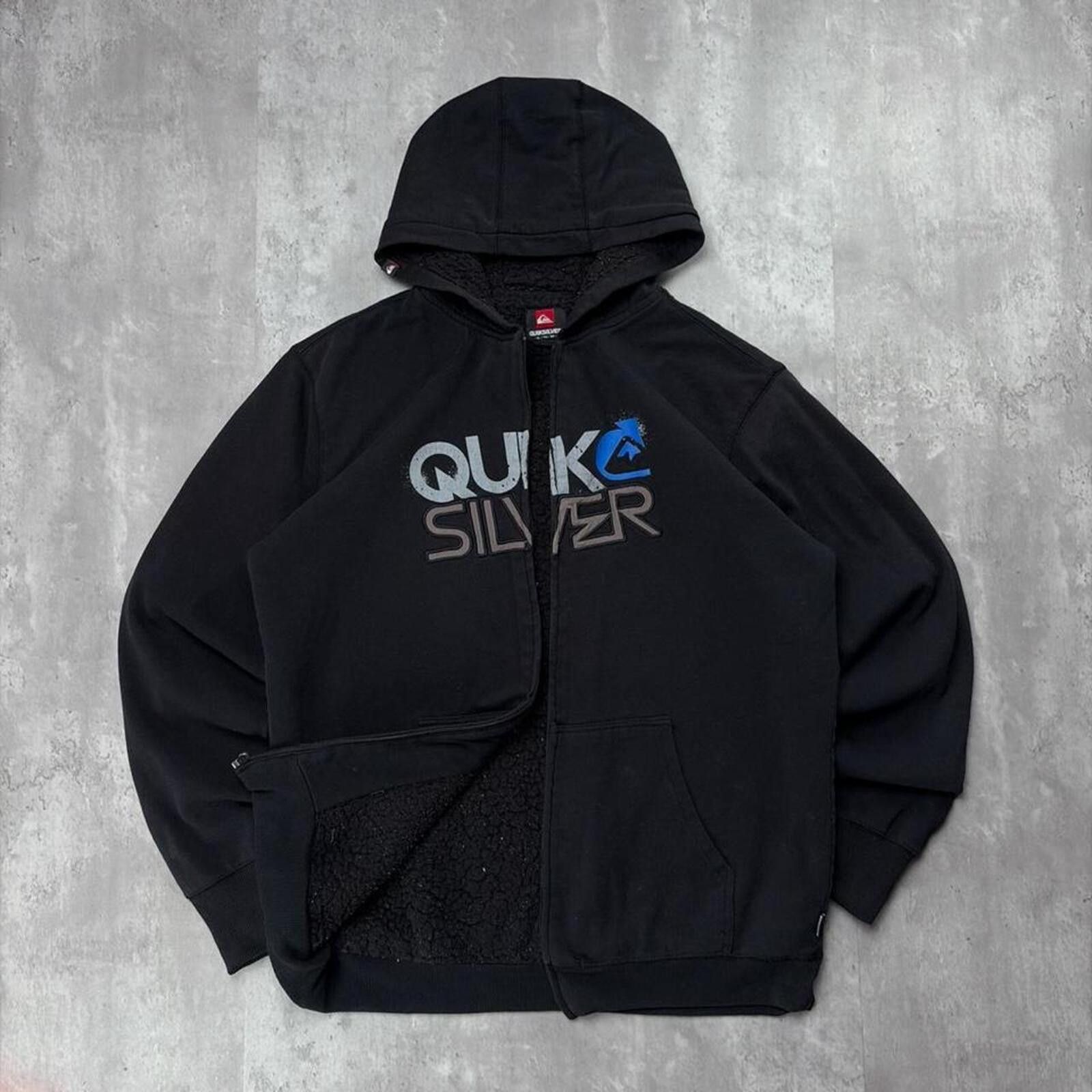 Quiksilver Y2K Quiksilver Grunge Baggy Surf Sherpa Lined Zip Up Hoodie Size US XL / EU 56 / 4 - 1 Thumbnail