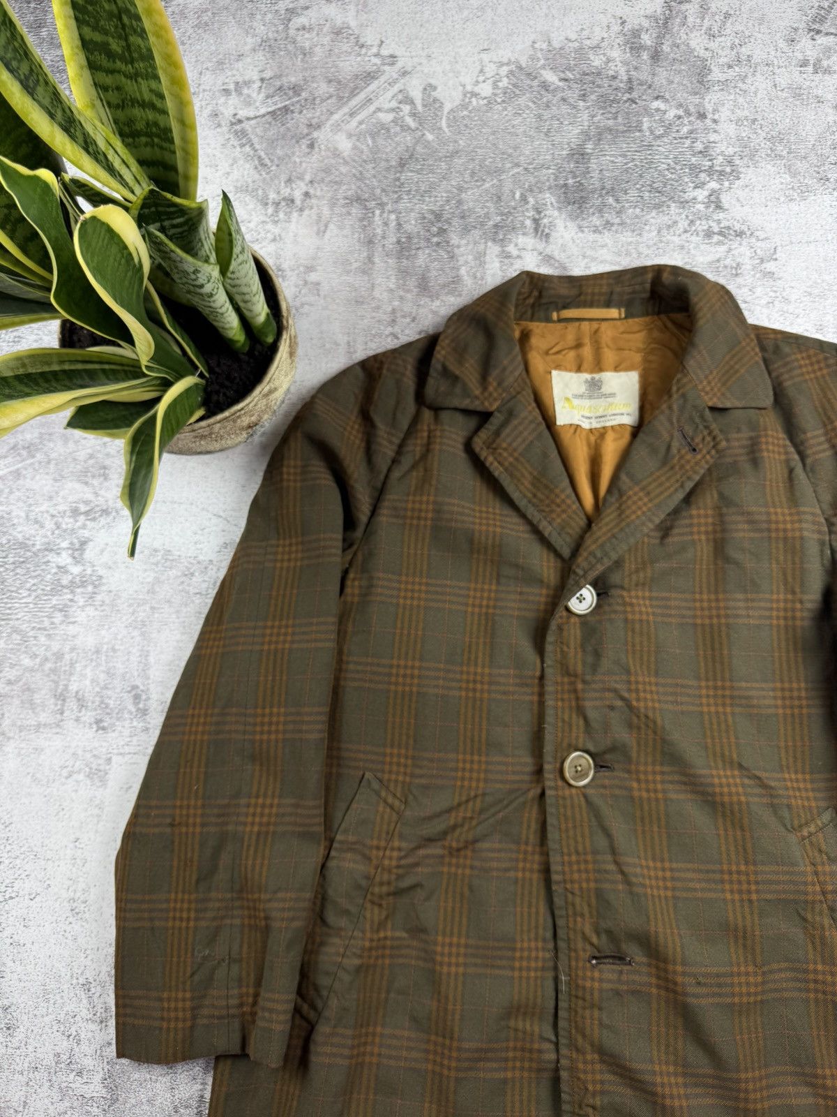 Aquascutum Aquascutum 90s Vintage Plaid Tweed Brown England Wool Button Trench Trench Coat Size L / US 10 / IT 46 - 5 Thumbnail
