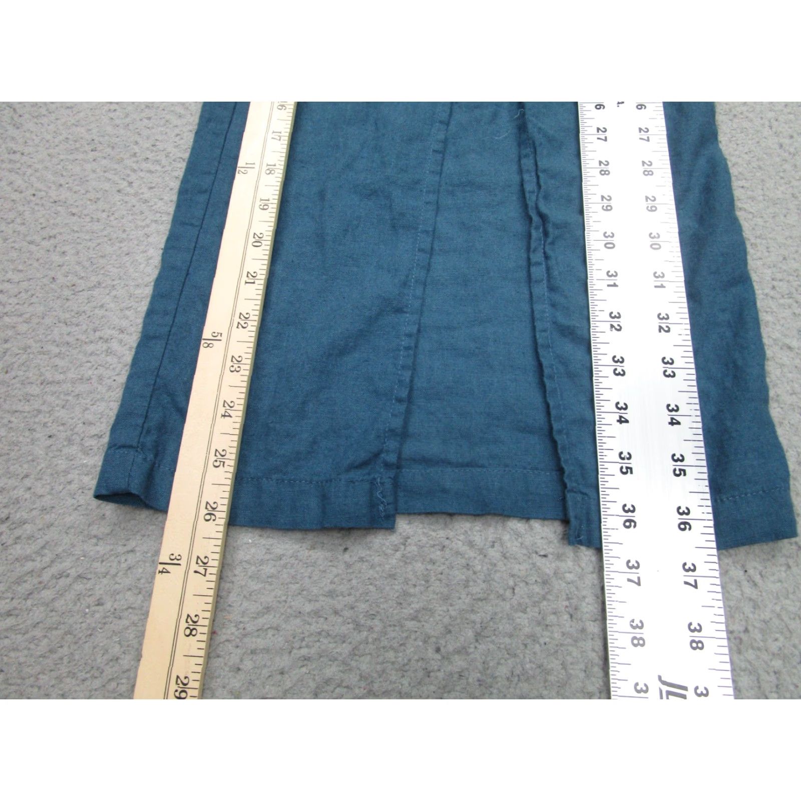 Vintage HG Pants Womens Medium Blue Linen Viscose Wide Leg Split Front Pull On beach Size 32" / US 10 / IT 46 - 6 Thumbnail