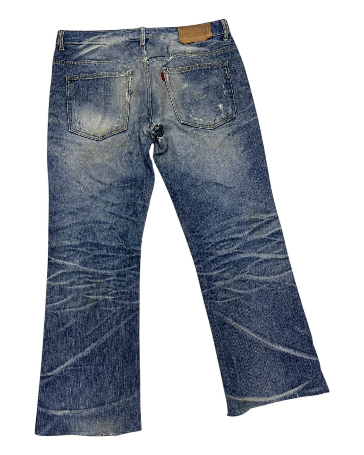 Japanese Brand × Jean × Vintage Vintage Rubber Soul Thrashed Rips Distressed Denim Jeans Size US 36 / EU 52 - 4 Thumbnail